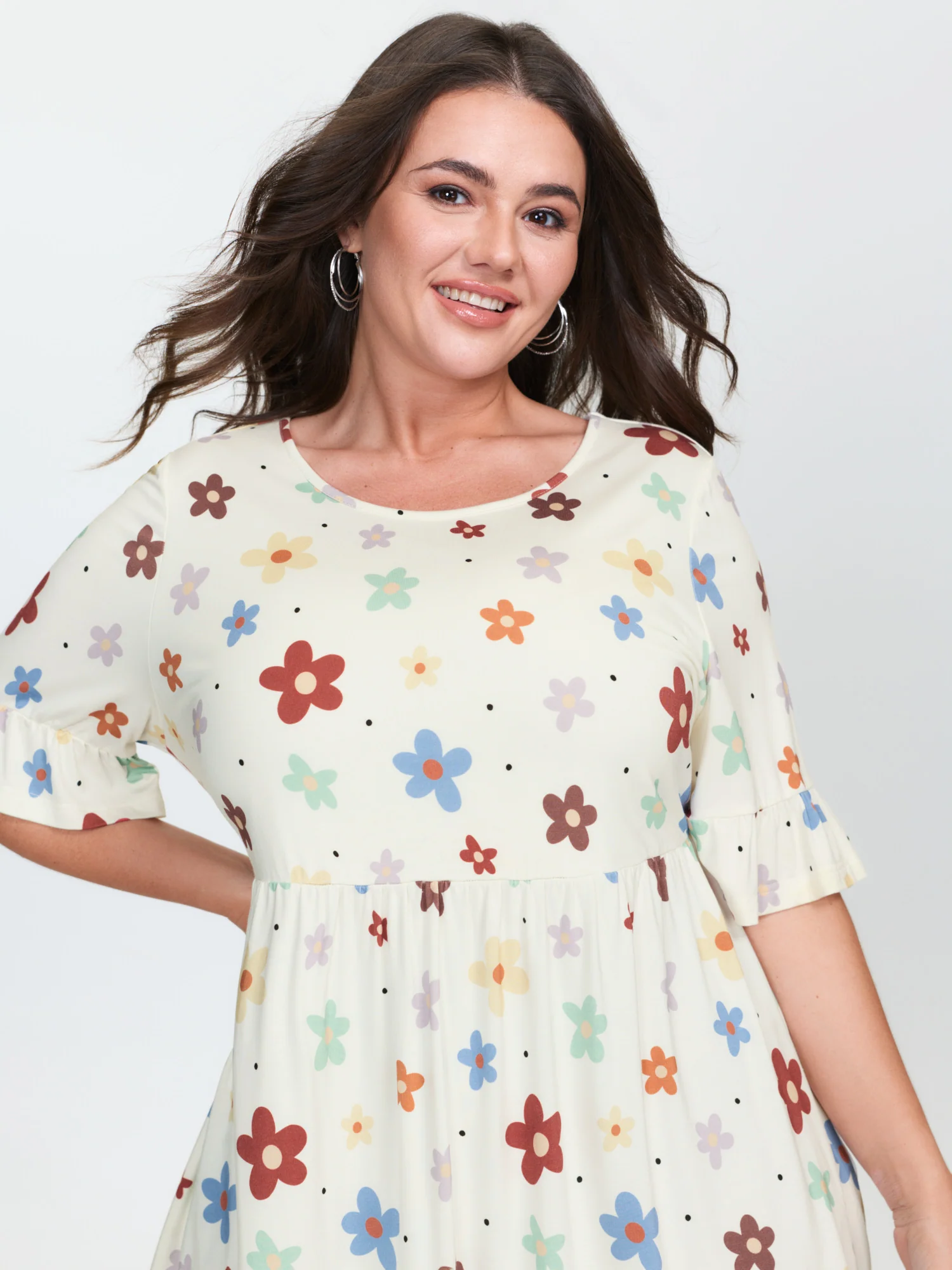 Floral Print Stretchy Knit Top - Image 2