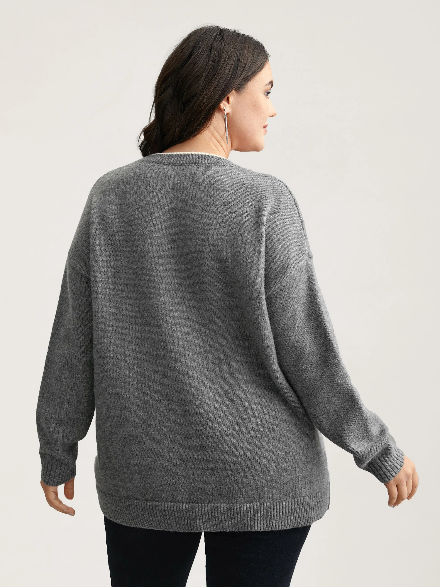Floral Textured Crew Neck Pullover - Image 6