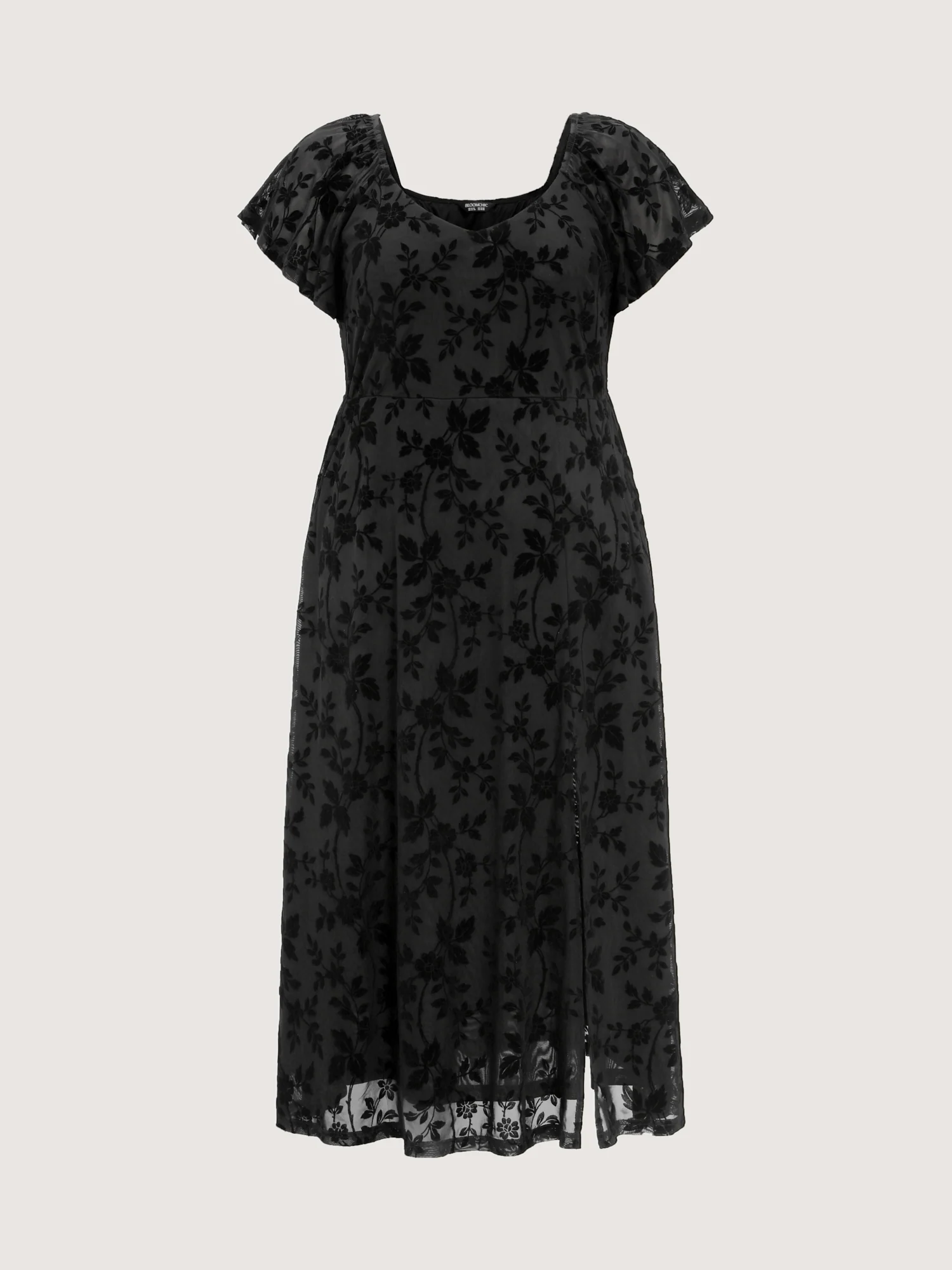Floral Textured Jacquard Slit Hem Maxi Dress - Image 7