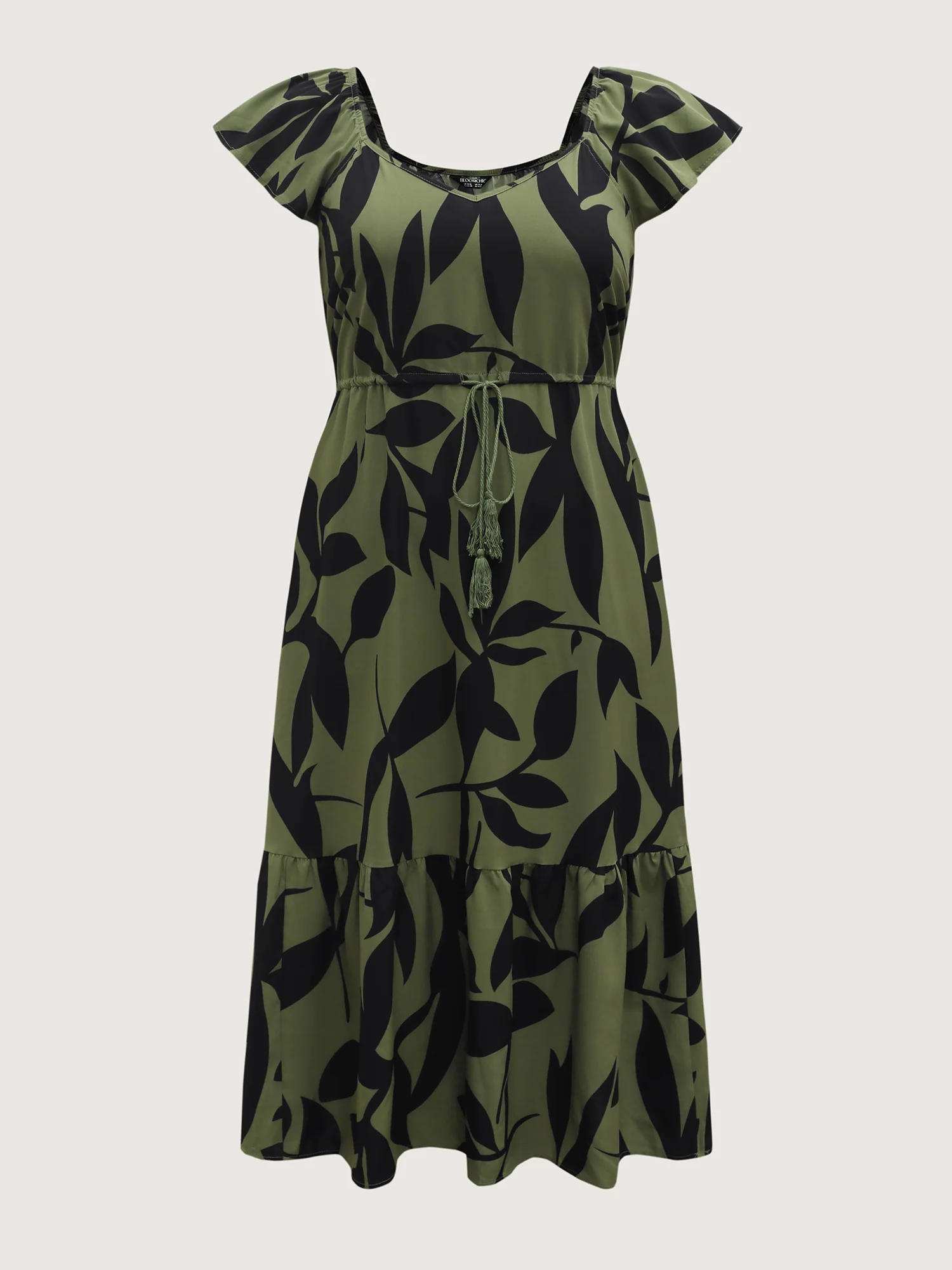 Floral Waist-Cinched Drawstring Maxi Dress - Image 7