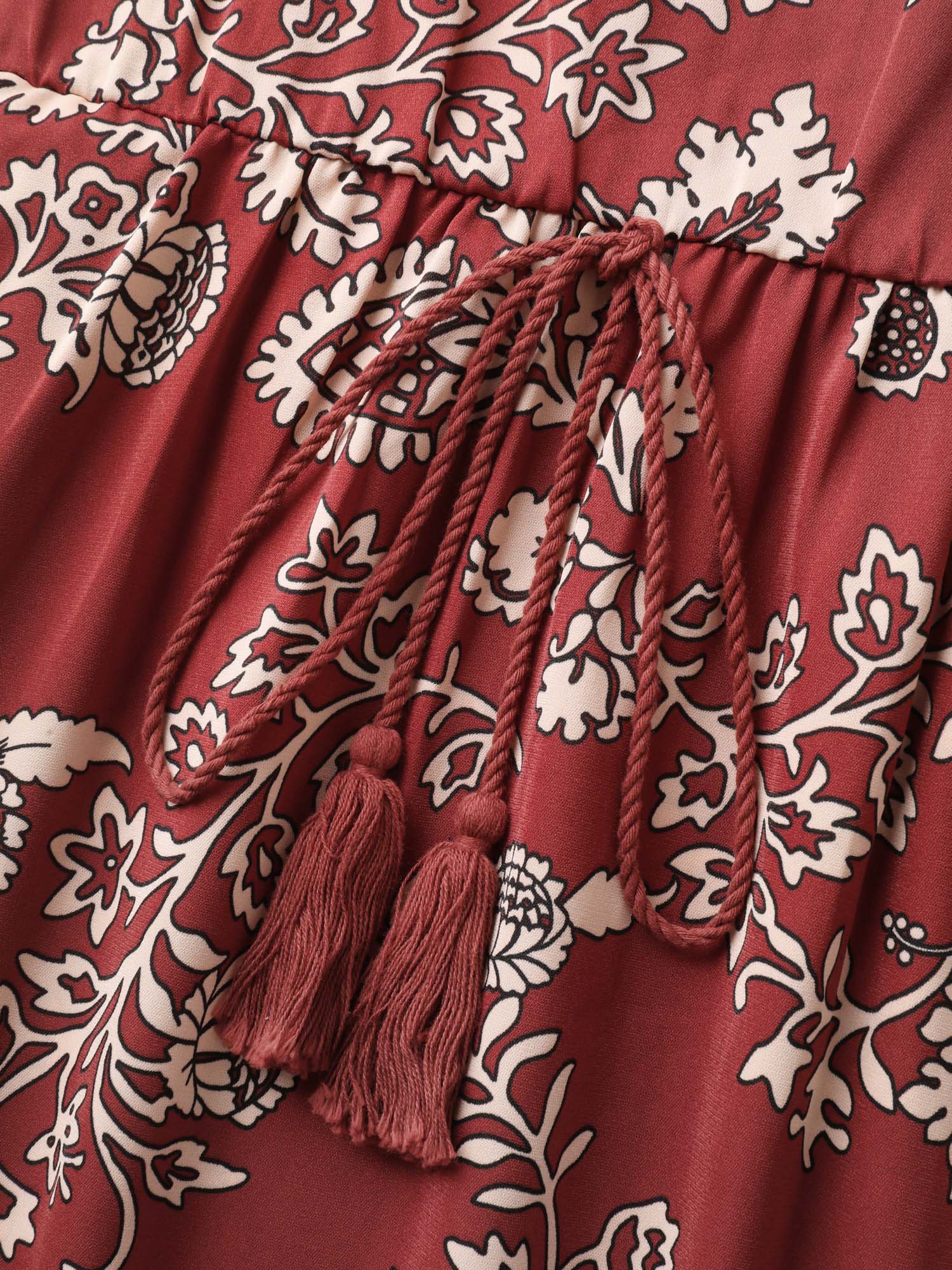 Floral Waist-Tie Pockets Maxi Dress - Image 6