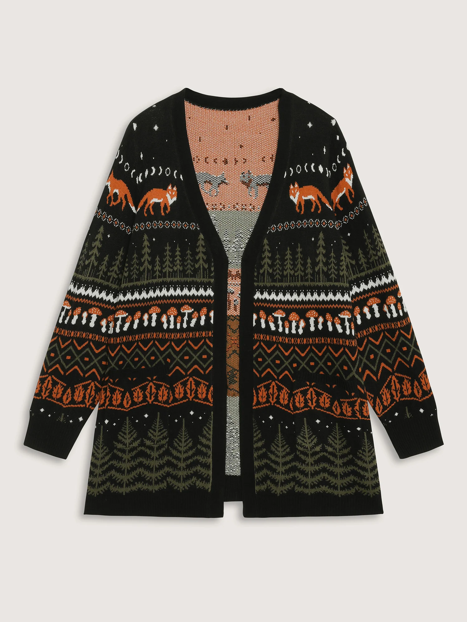 Fox in Forest Contrast Knit Cardigan - Image 17