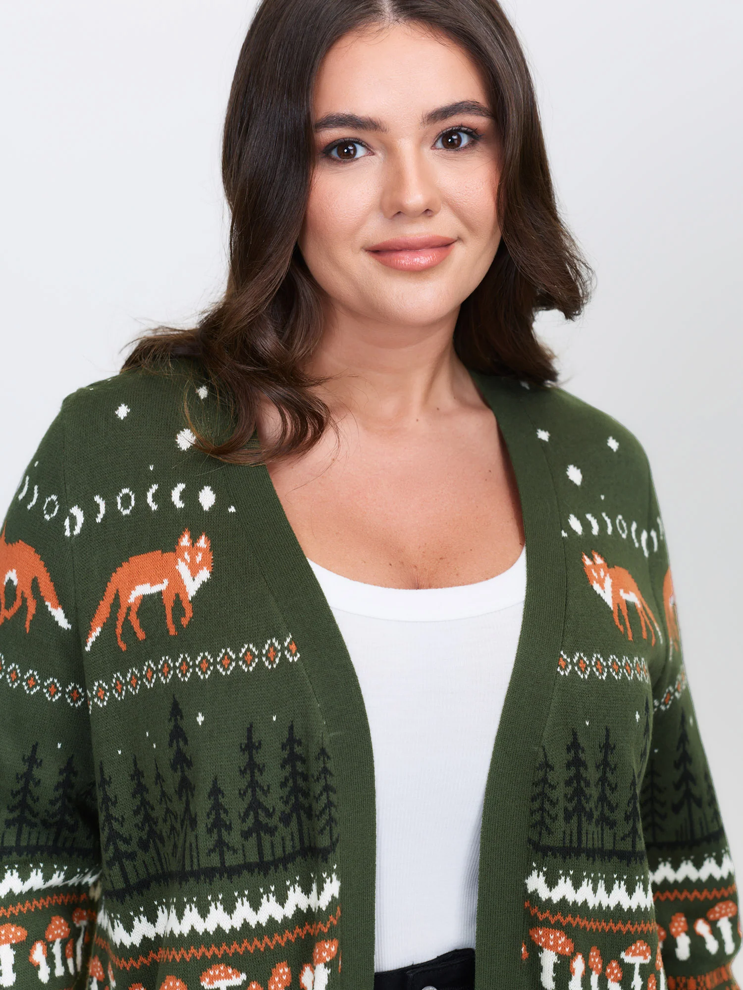 Fox in Forest Contrast Knit Cardigan - Image 6