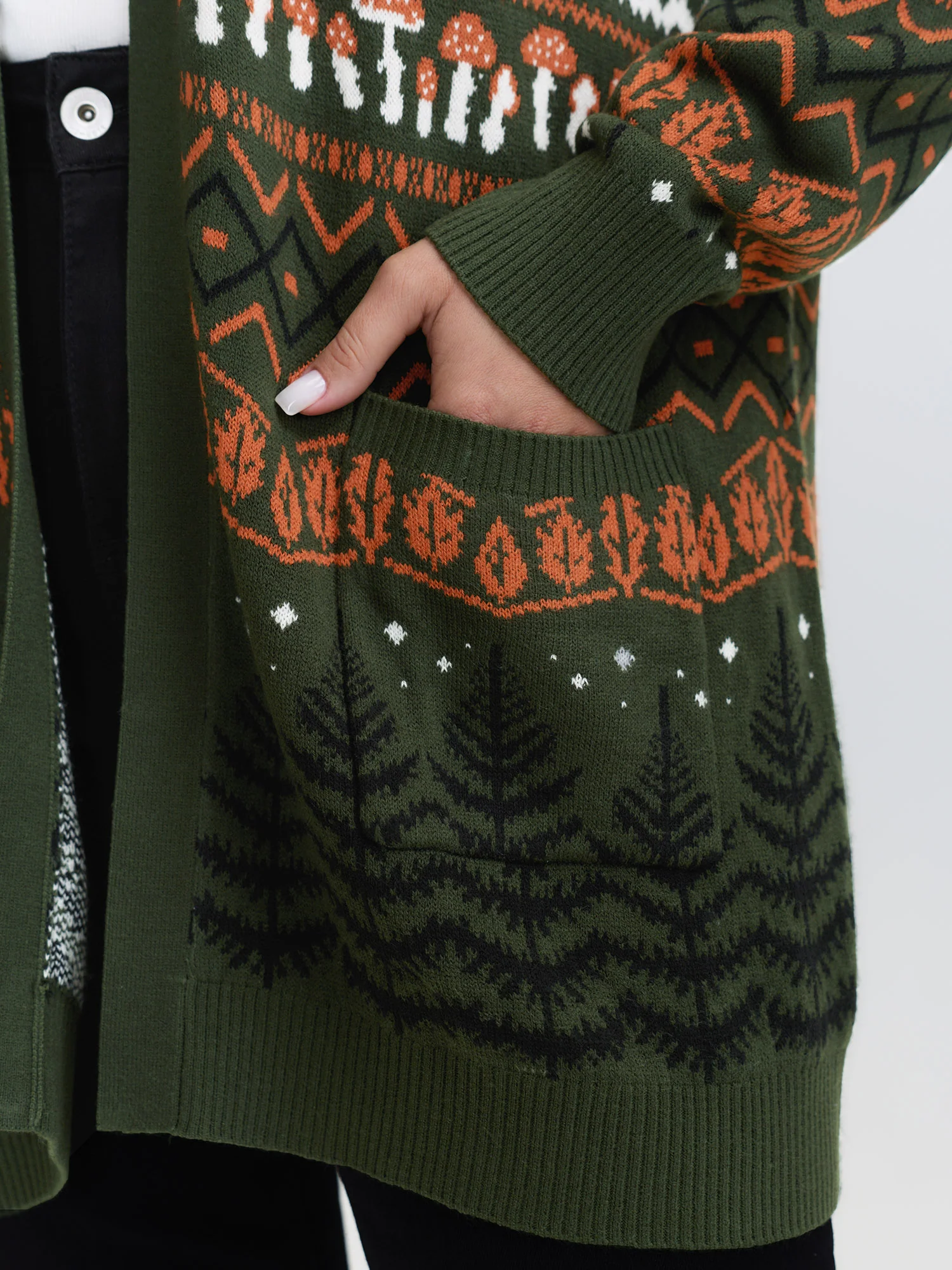 Fox in Forest Contrast Knit Cardigan - Image 7