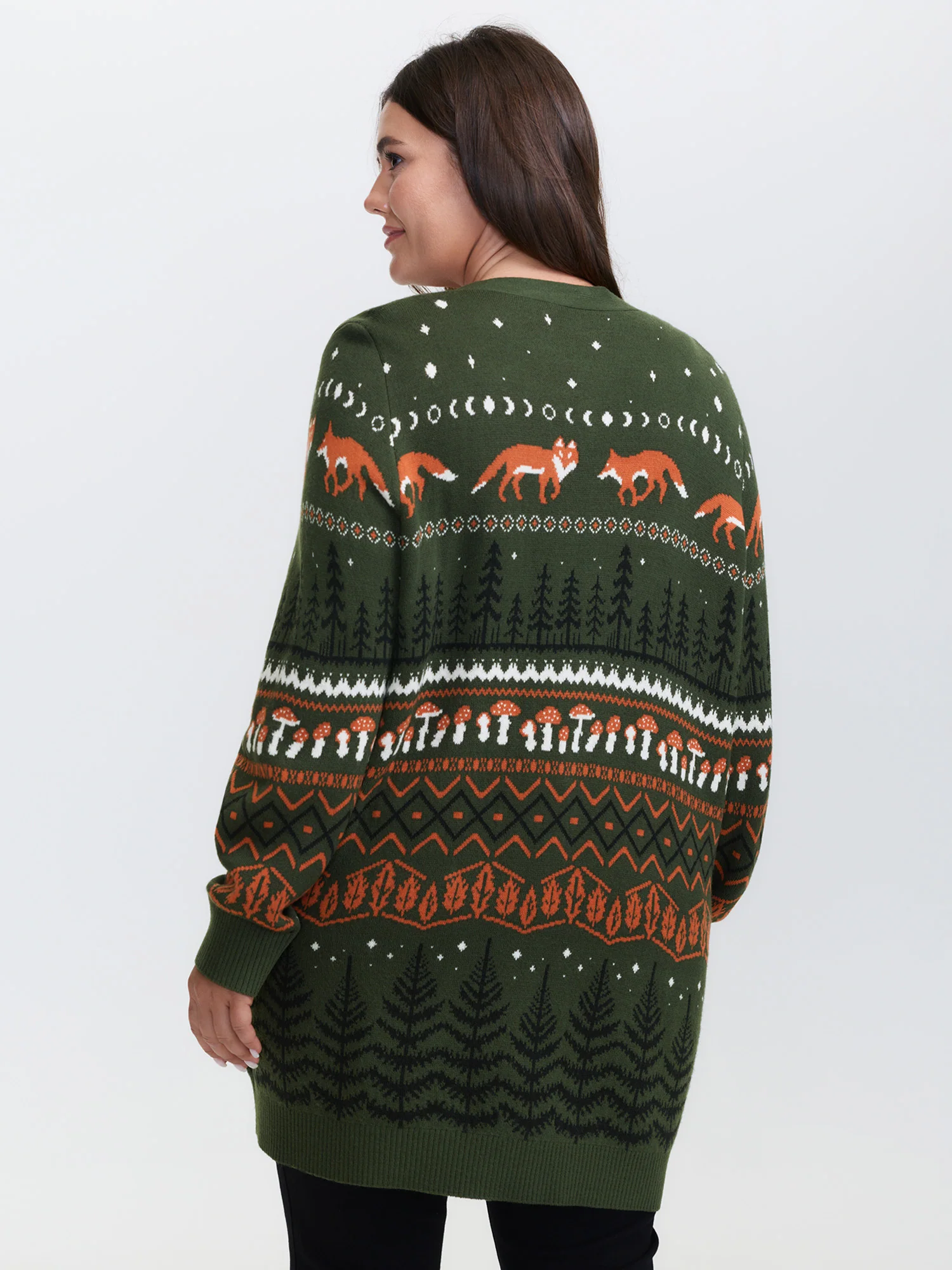 Fox in Forest Contrast Knit Cardigan - Image 9