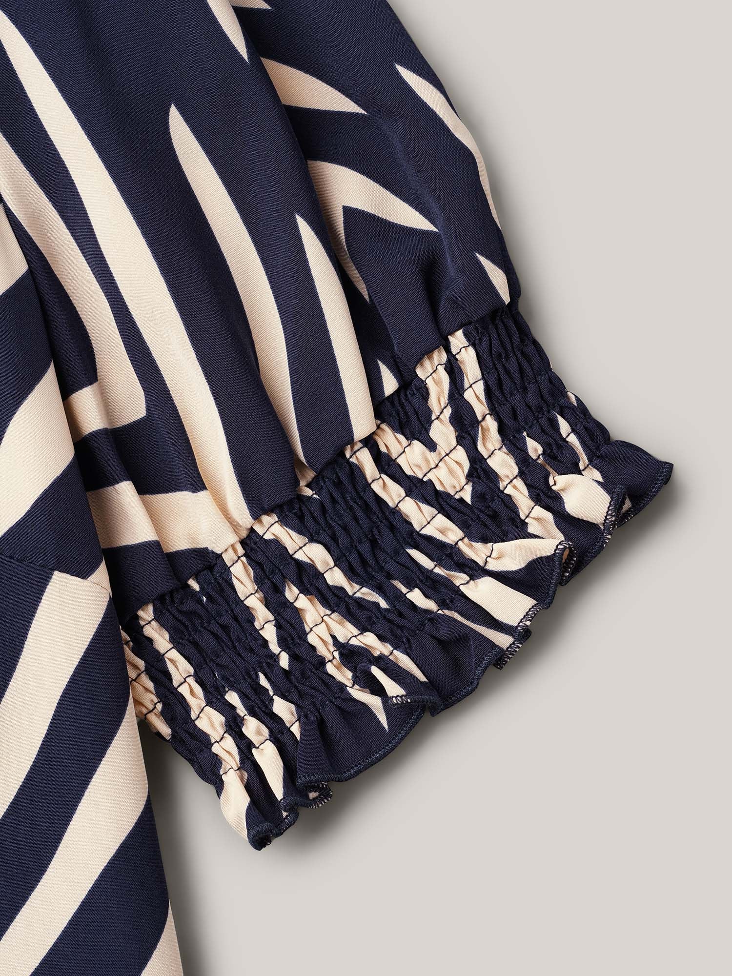 Geometric Print Ruffled Shirred Shirt - Image 7