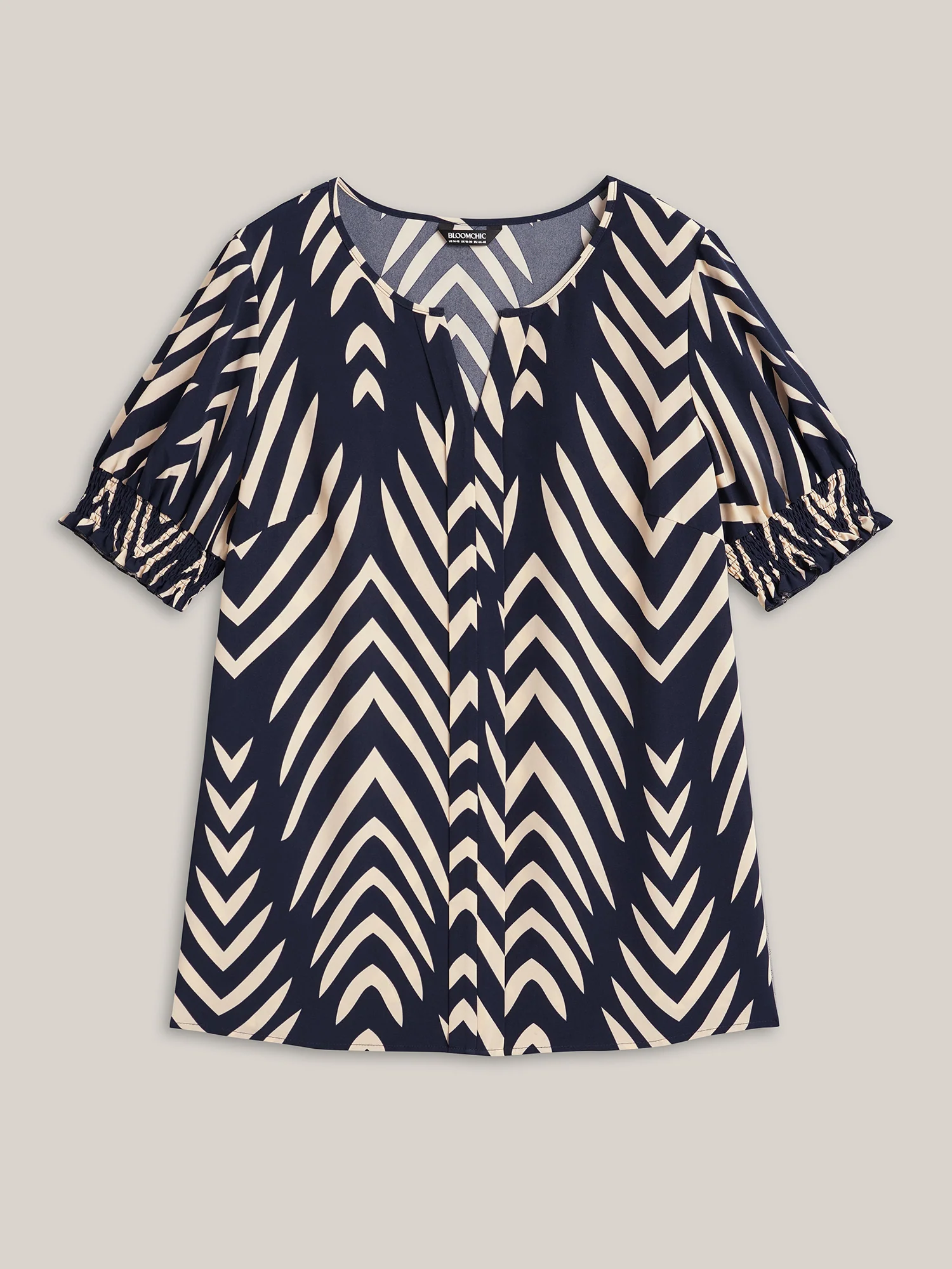 Geometric Print Ruffled Shirred Shirt - Image 8