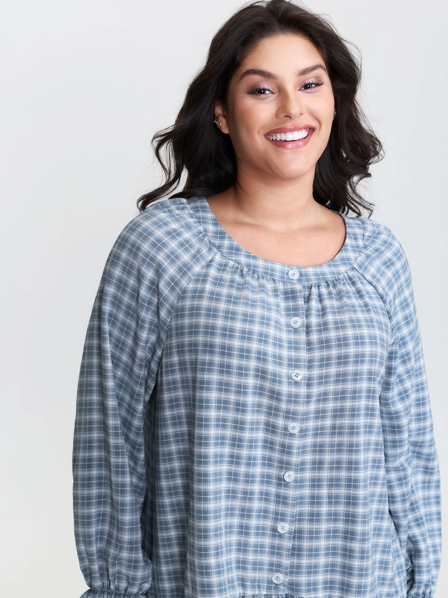 Gingham Ruffled Hem Loungewear Set - Image 15