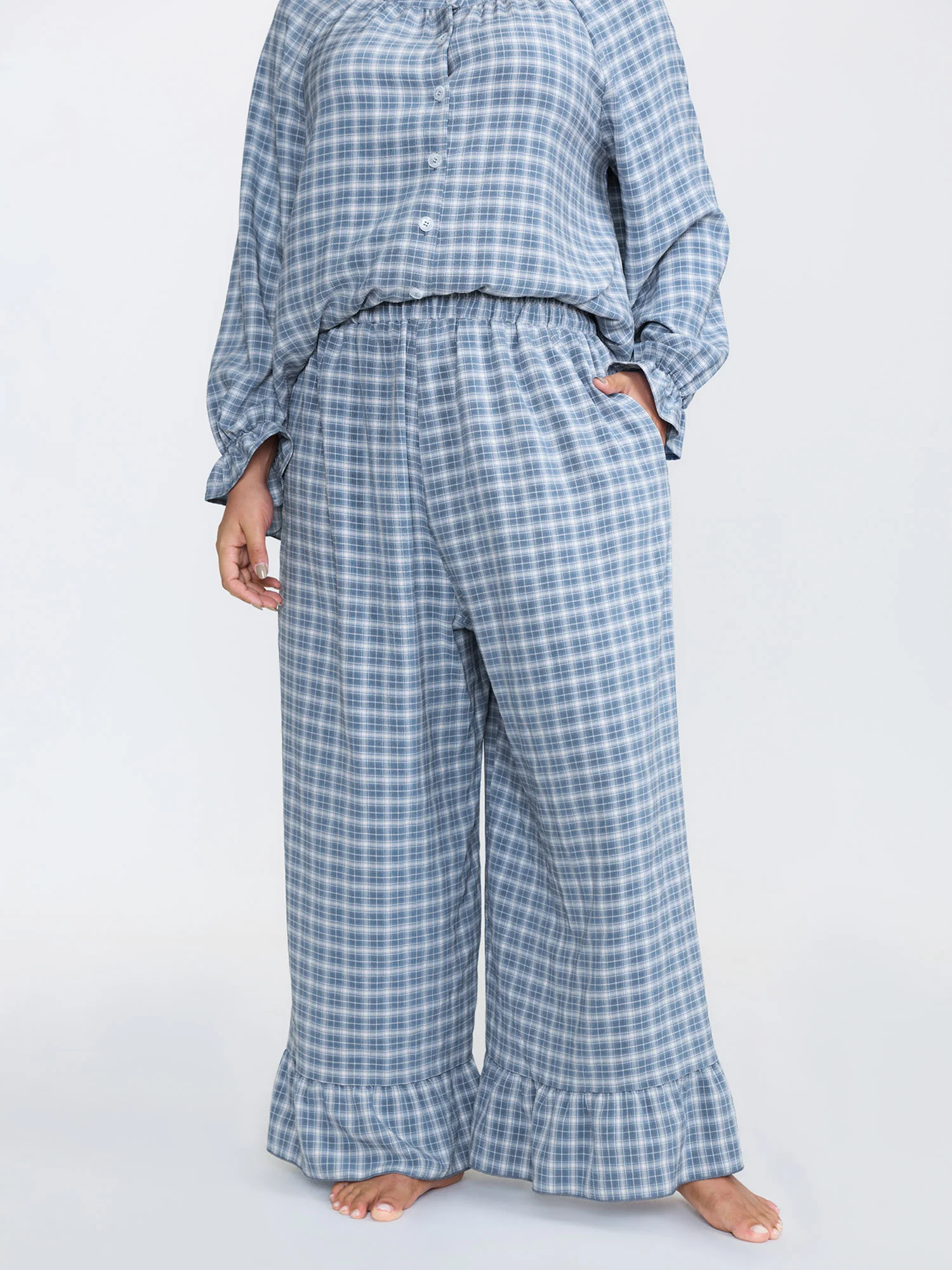 Gingham Ruffled Hem Loungewear Set - Image 17
