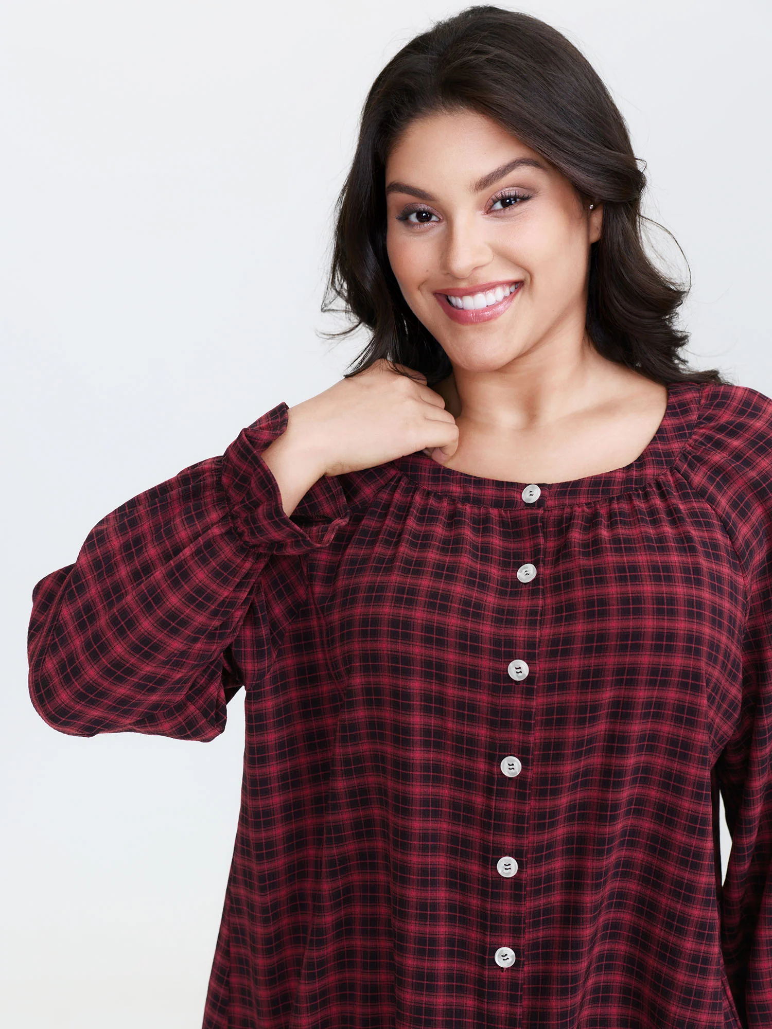 Gingham Ruffled Hem Loungewear Set - Image 3