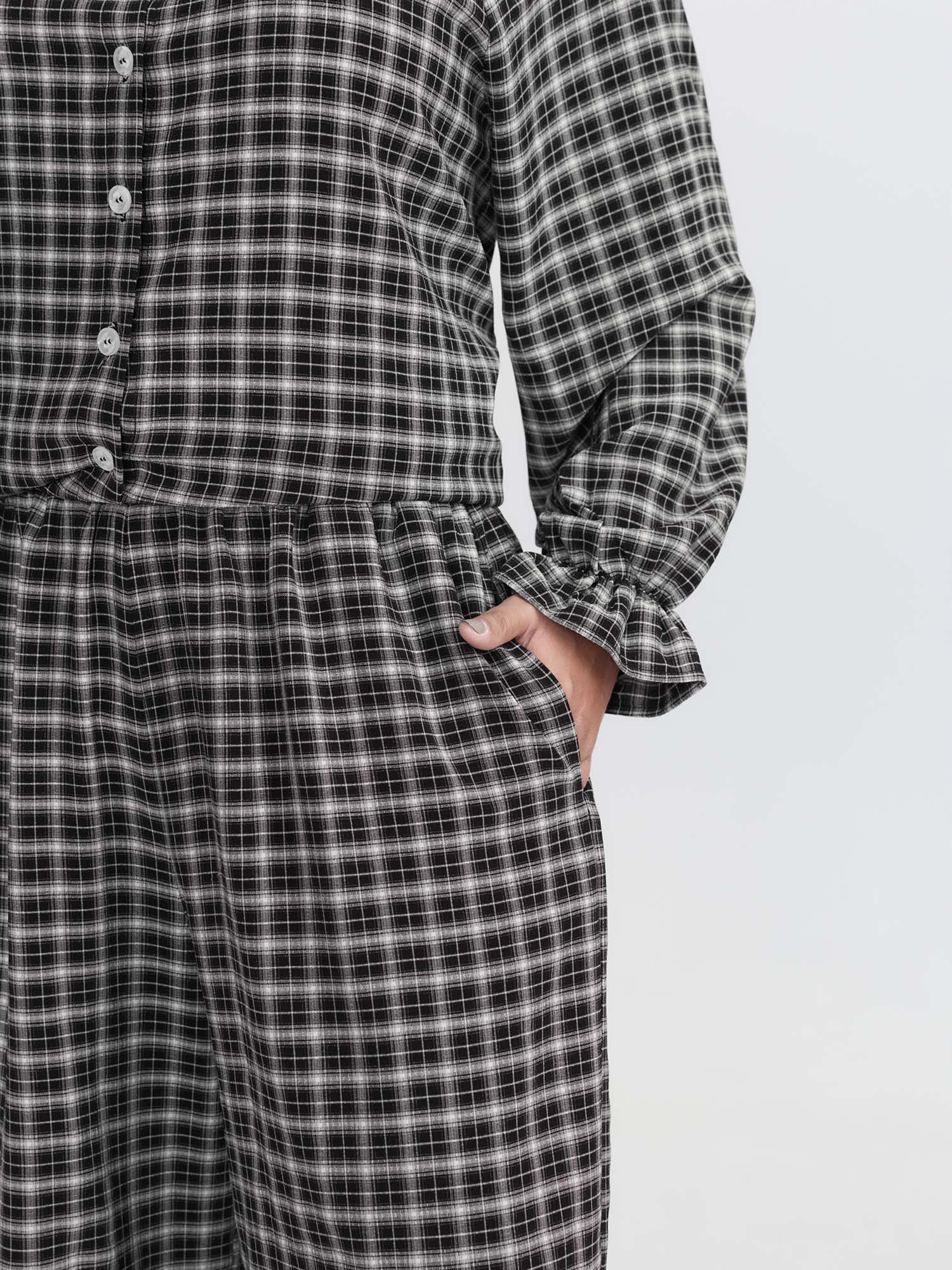 Gingham Ruffled Hem Loungewear Set - Image 32