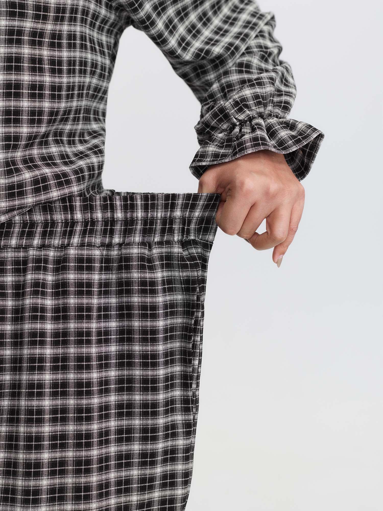 Gingham Ruffled Hem Loungewear Set - Image 33