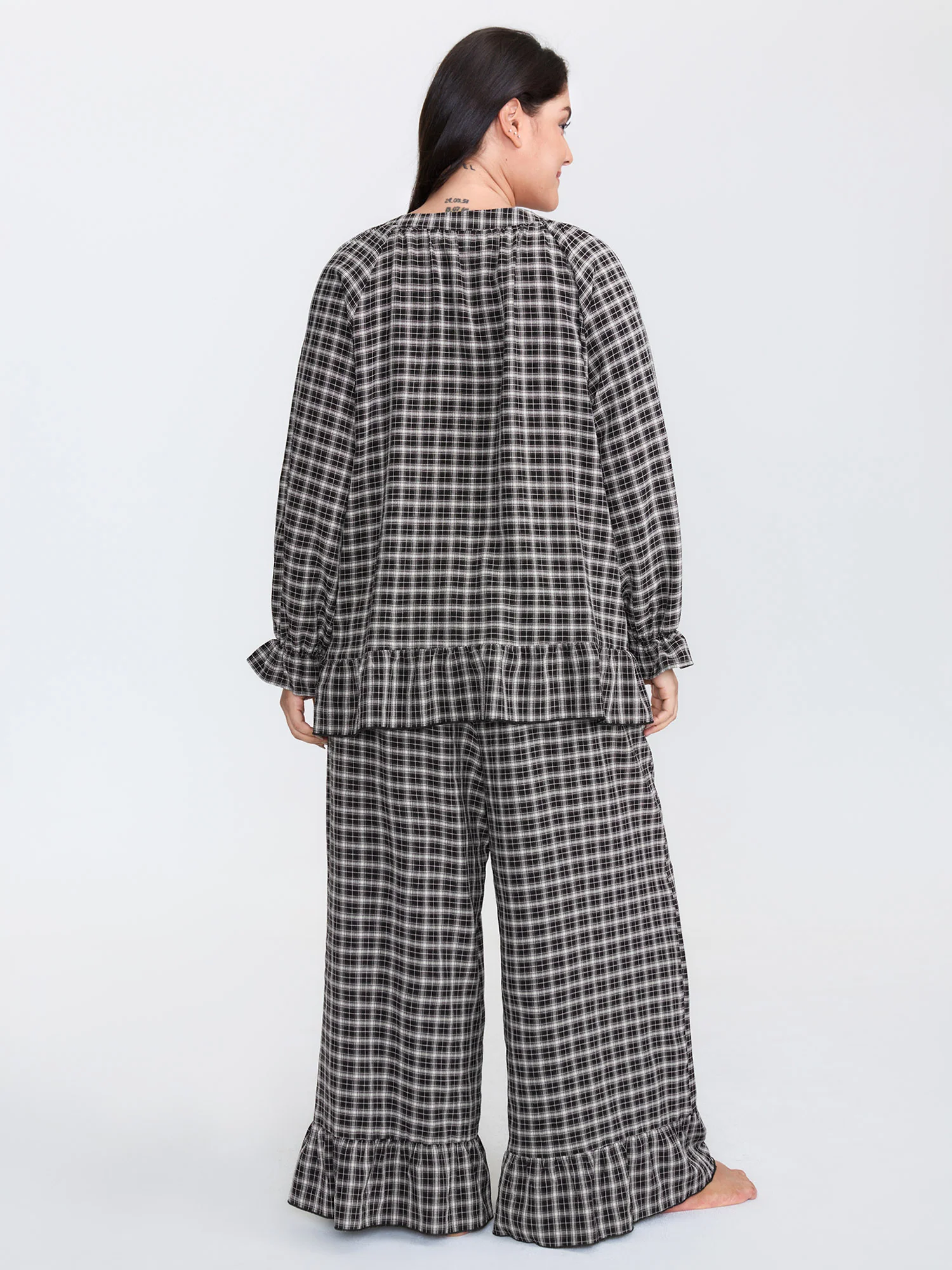 Gingham Ruffled Hem Loungewear Set - Image 34