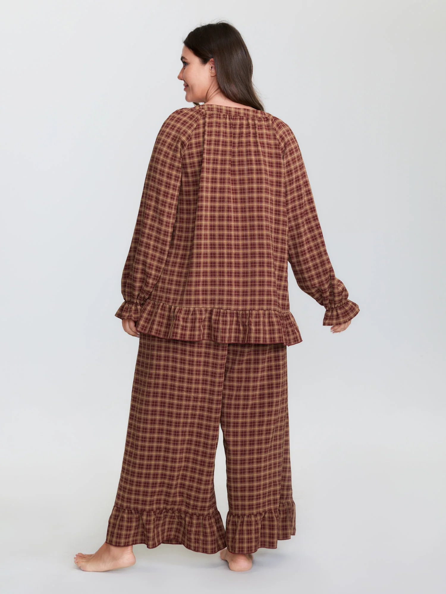 Gingham Ruffled Hem Loungewear Set - Image 39