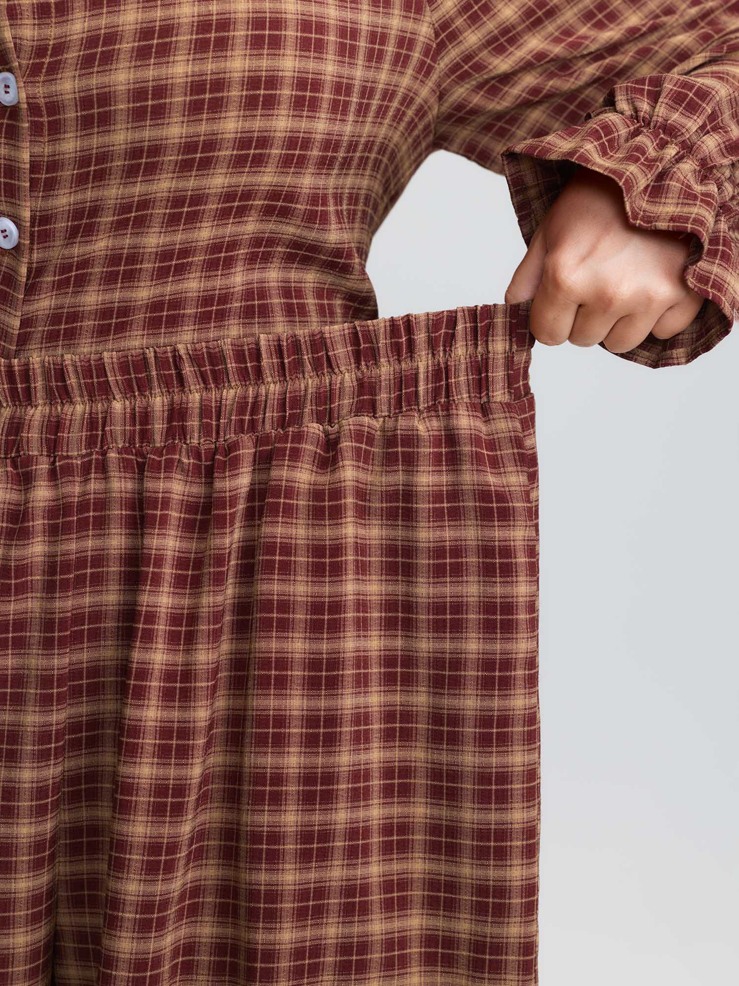 Gingham Ruffled Hem Loungewear Set - Image 40