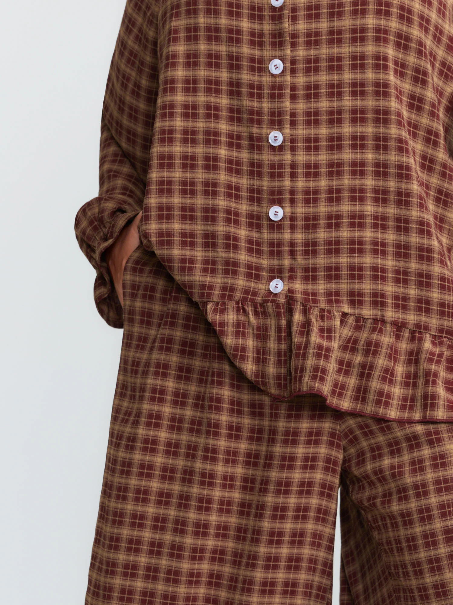 Gingham Ruffled Hem Loungewear Set - Image 41