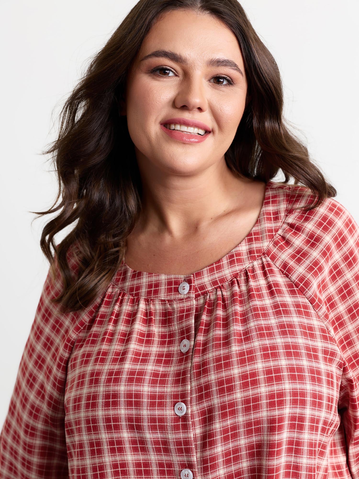 Gingham Ruffled Hem Loungewear Set - Image 46