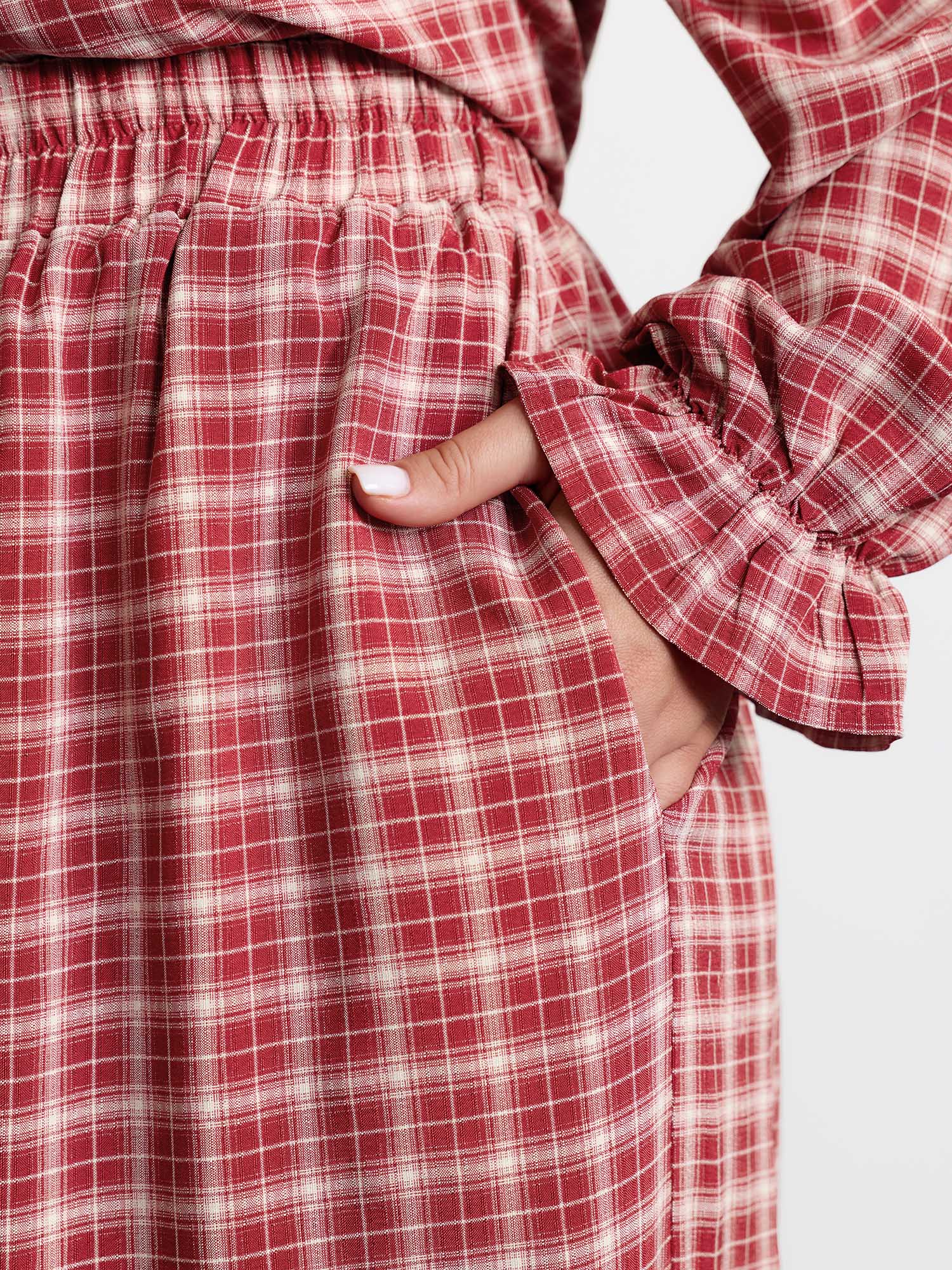 Gingham Ruffled Hem Loungewear Set - Image 47