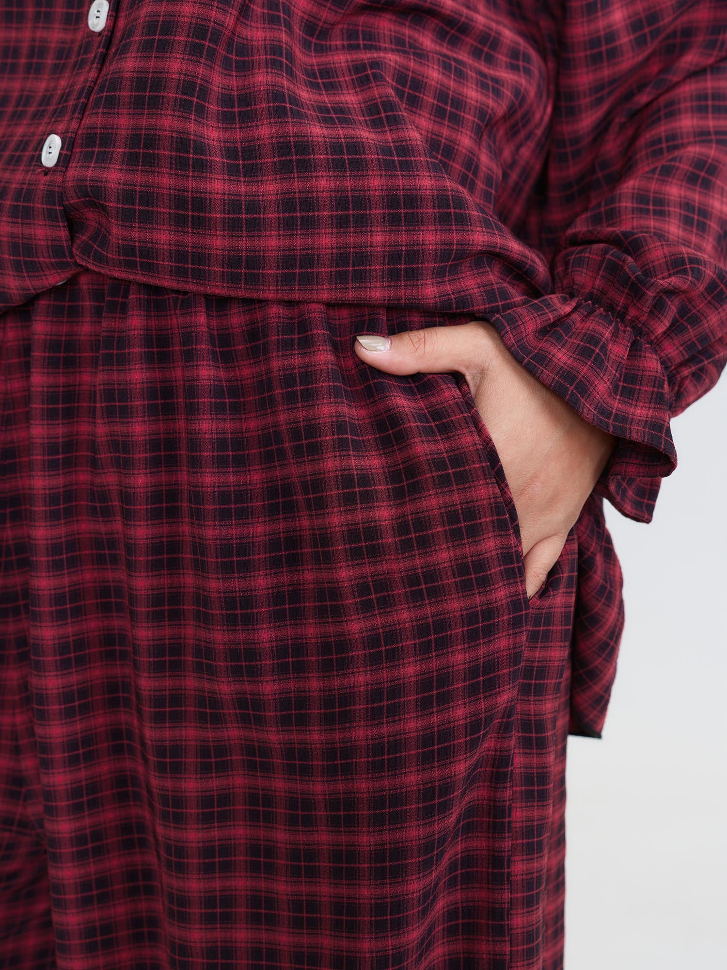 Gingham Ruffled Hem Loungewear Set - Image 5