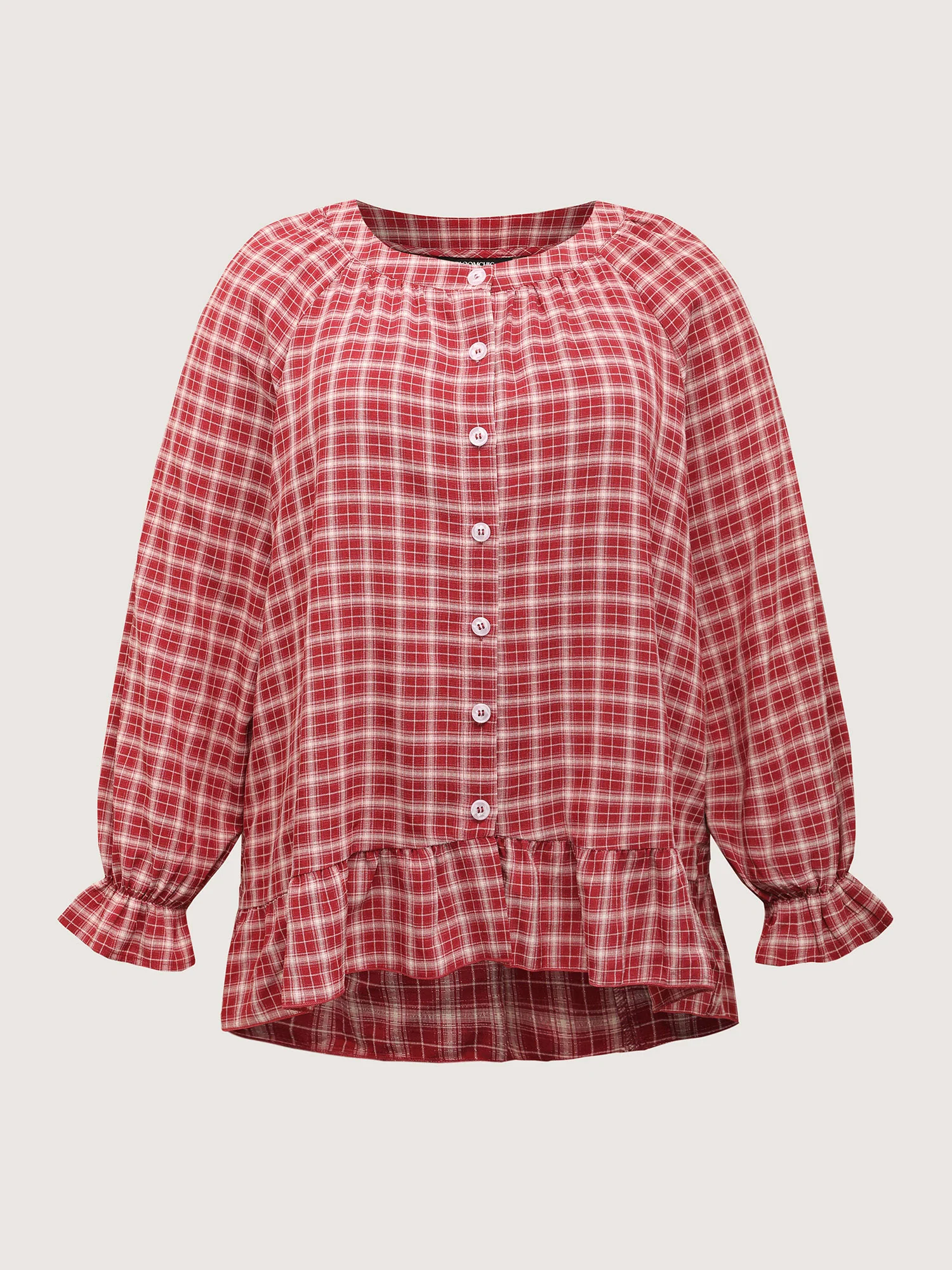 Gingham Ruffled Hem Loungewear Set - Image 51
