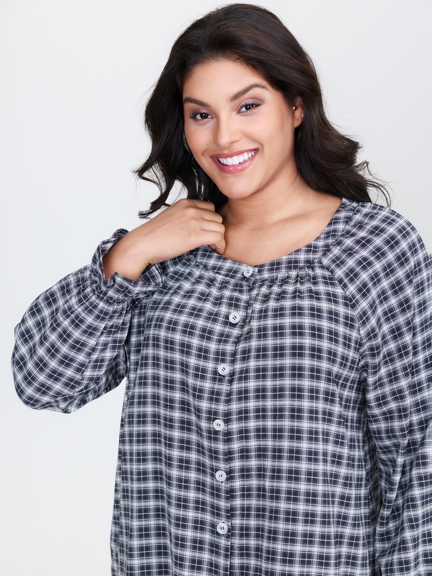 Gingham Ruffled Hem Loungewear Set - Image 58
