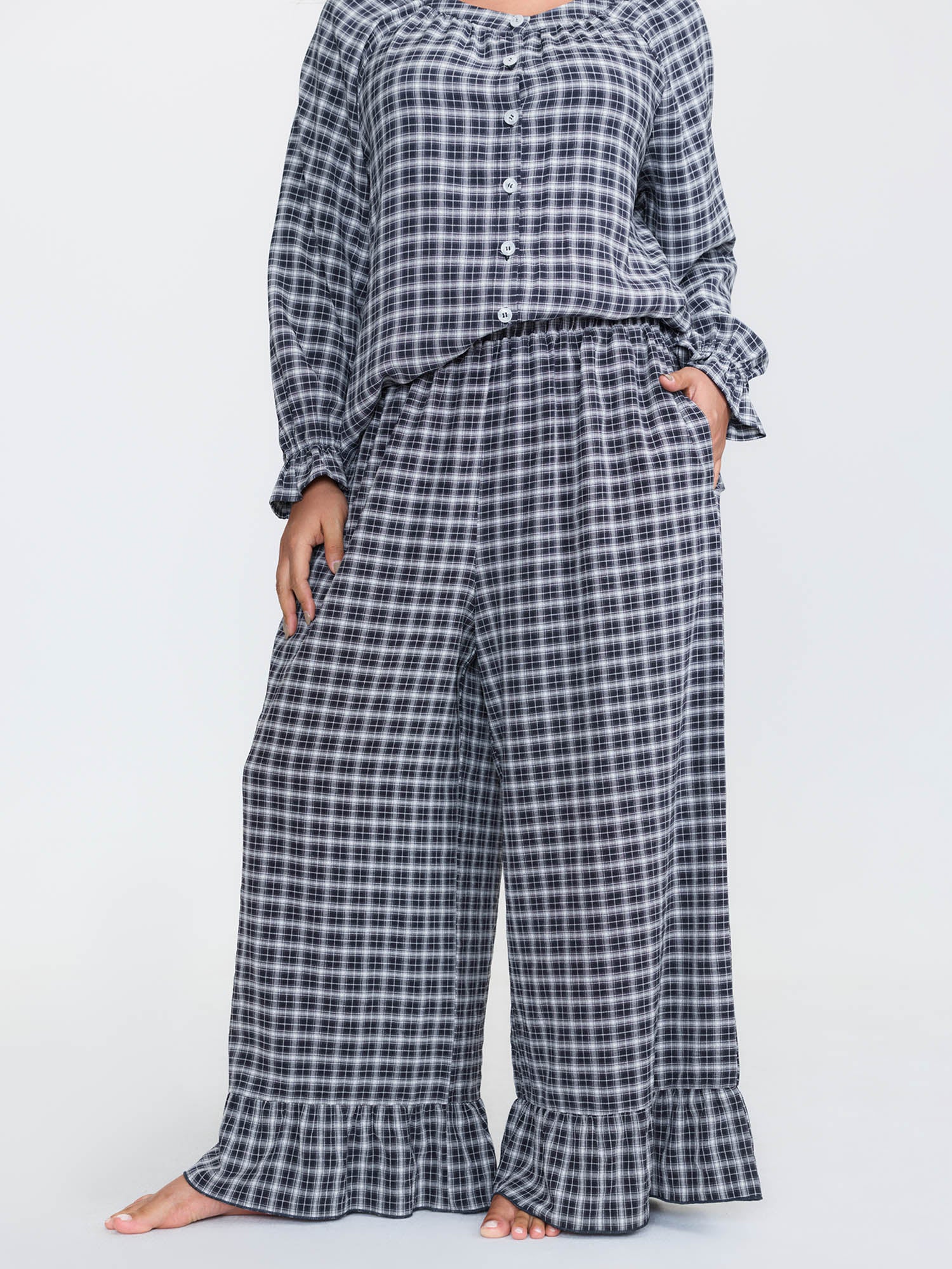 Gingham Ruffled Hem Loungewear Set - Image 59