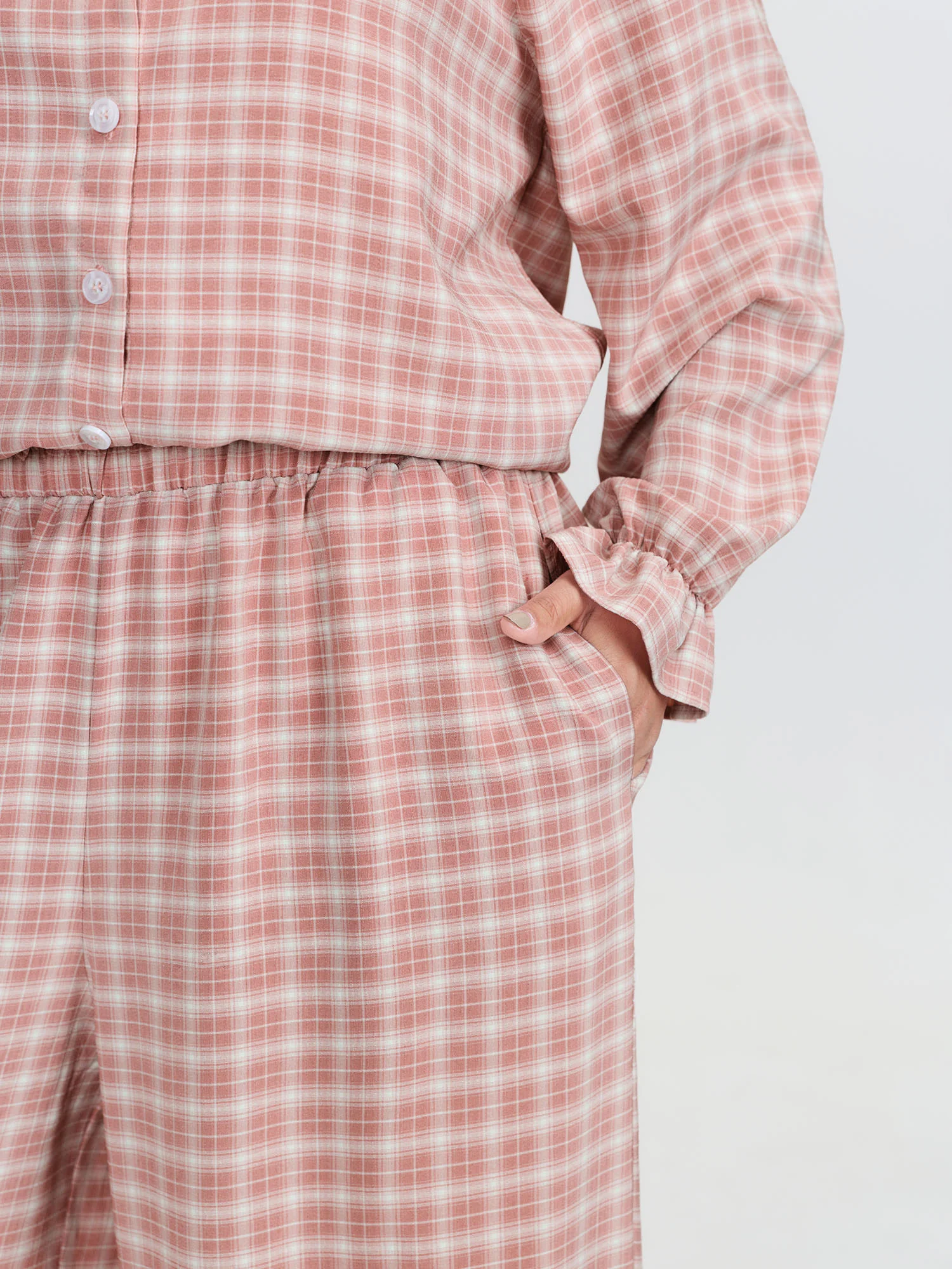 Gingham Ruffled Hem Loungewear Set - Image 67