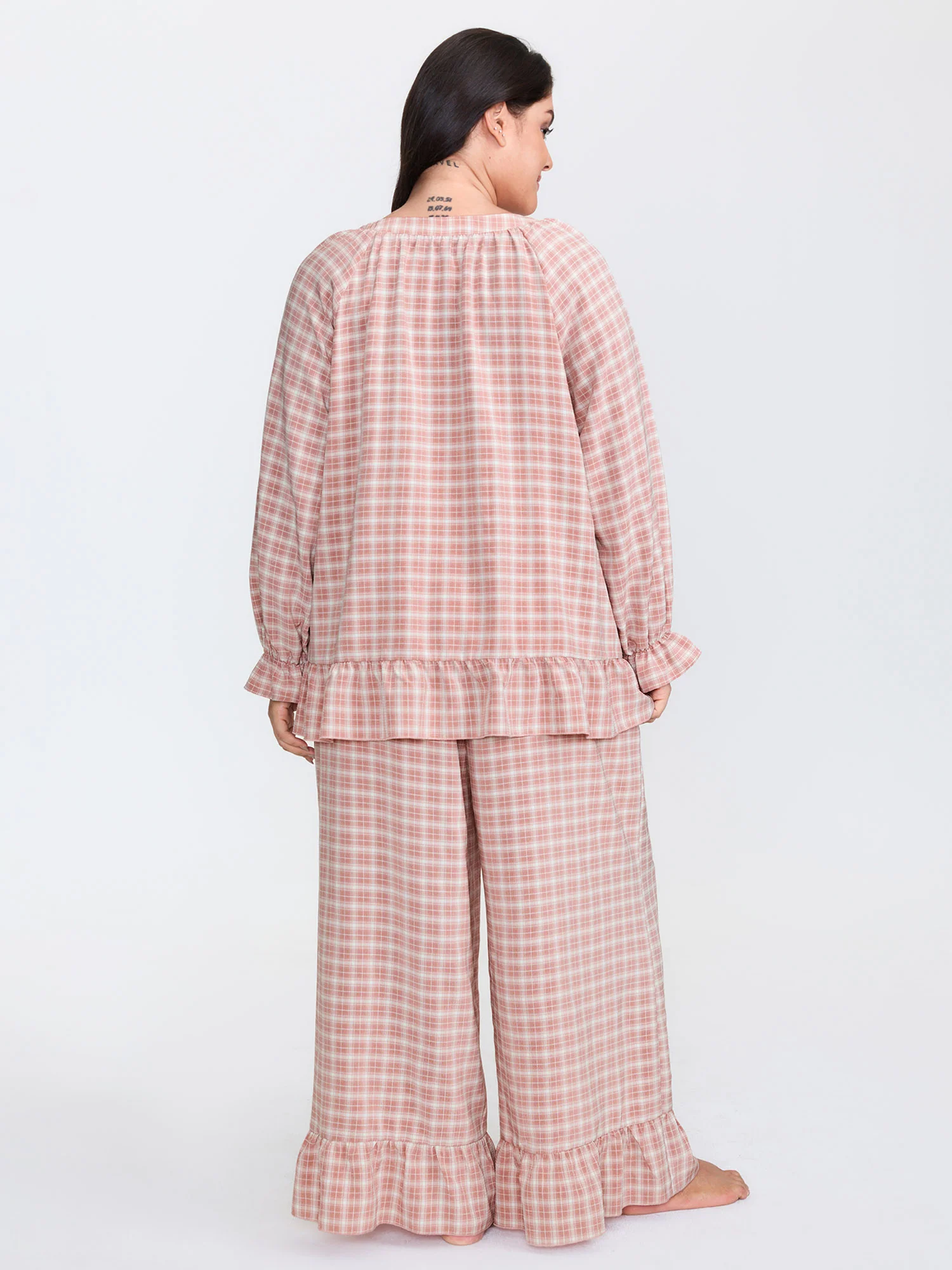 Gingham Ruffled Hem Loungewear Set - Image 69