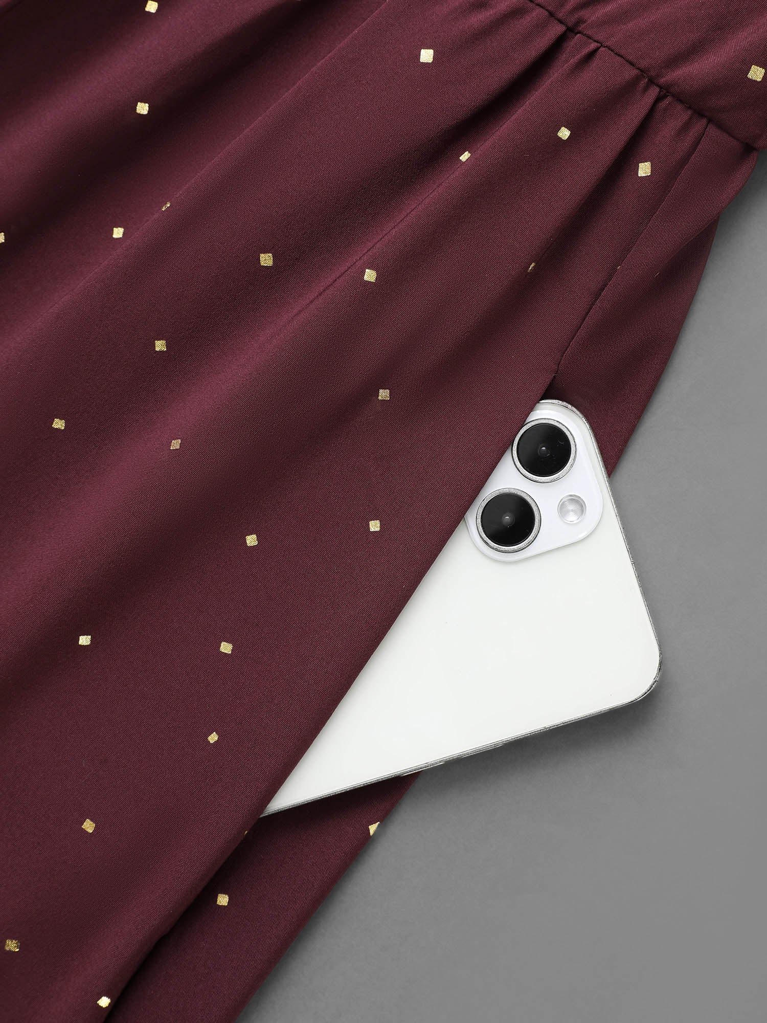 Glitter Round Neck Belted Lantern Sleeve Dress - Image 6