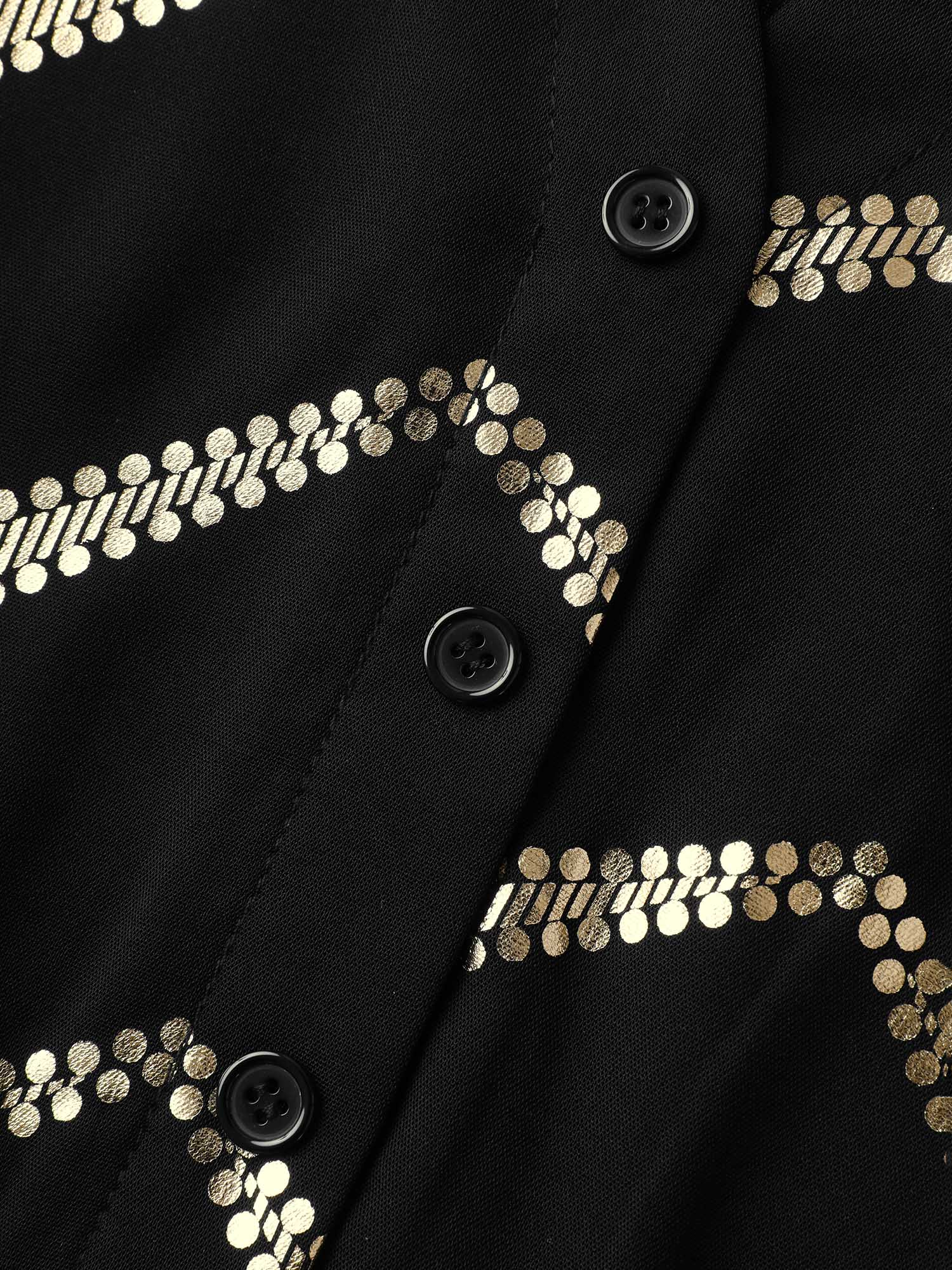 Gold Stamping Wavy Knee-Length Dress - Image 6