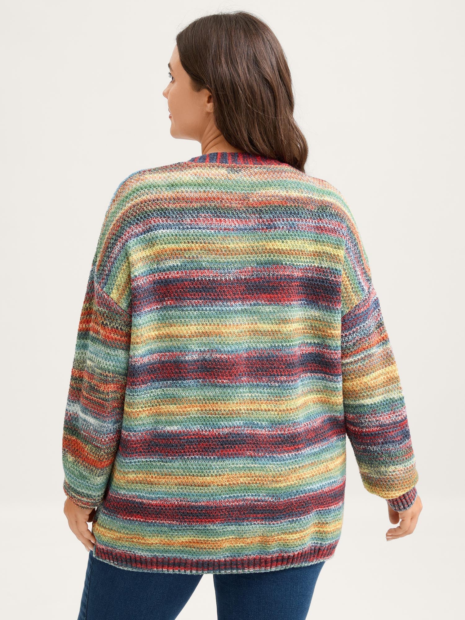 Gradual Color Change Textured Knit Cardigan - Image 4
