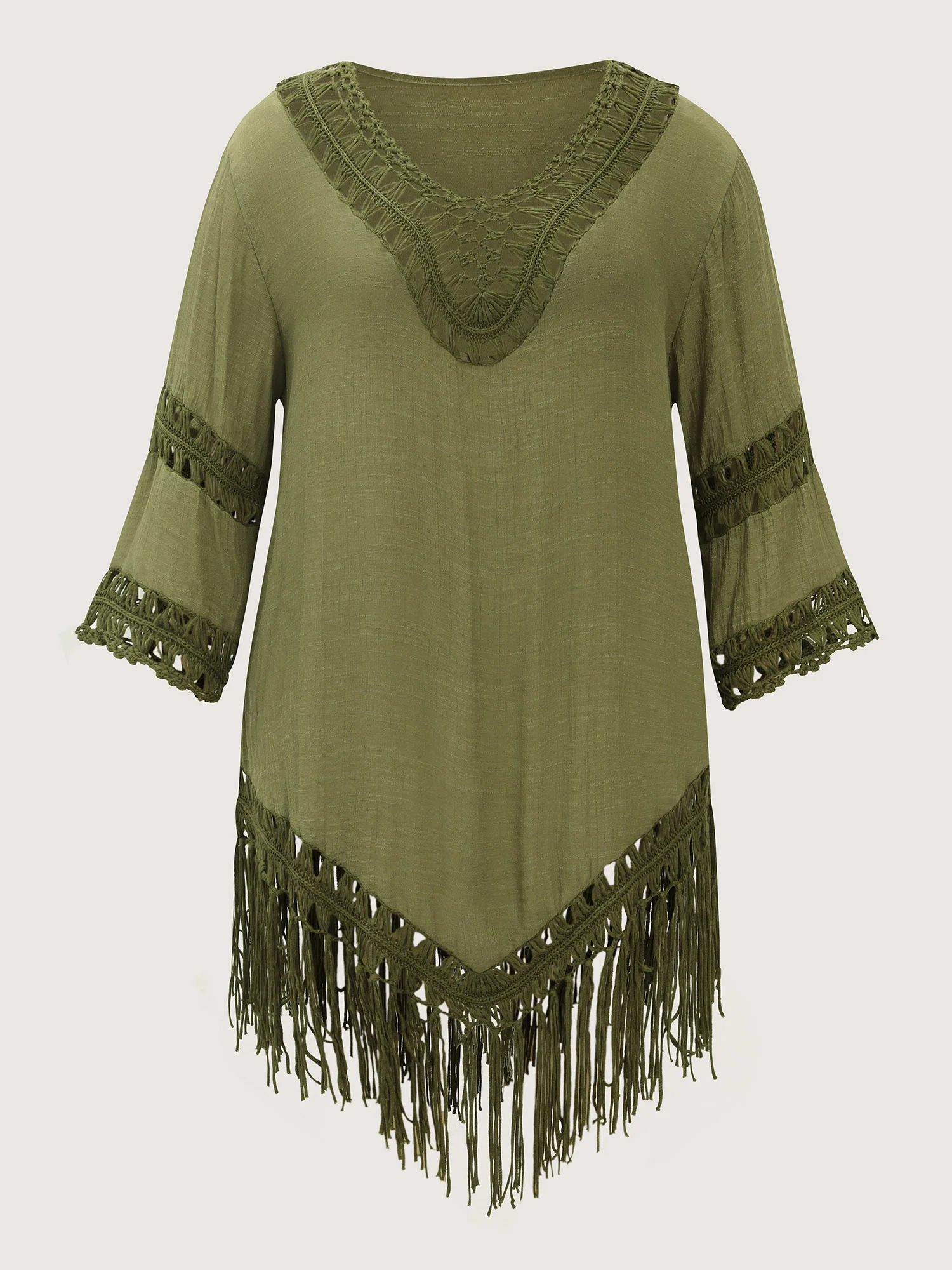 Hand Crocheted Fringe Hem Swim Cover-Up - Image 7