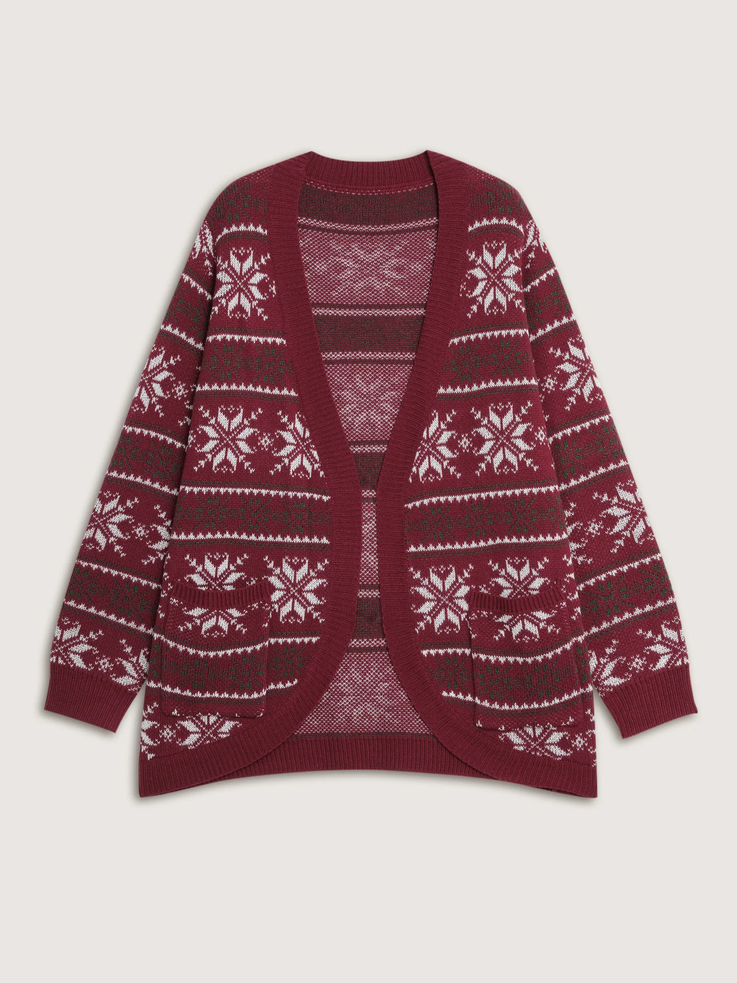 Holiday Curvy Hem Ribbed Knit Cardigan - Image 8
