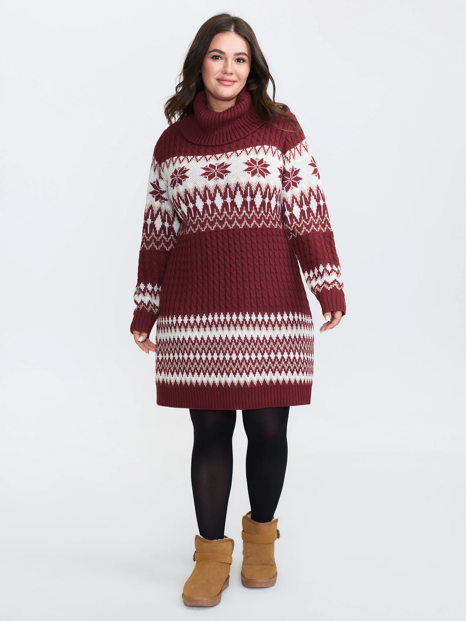Holiday Textured Turtleneck Sweater Dress - Image 14