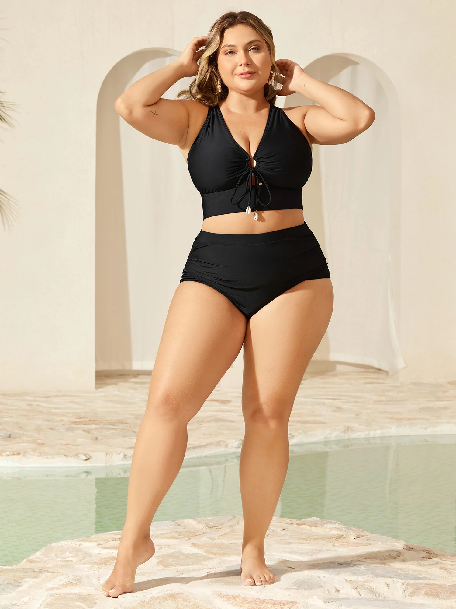Knotted Keyhole Crossstraps Swim Top - Image 3