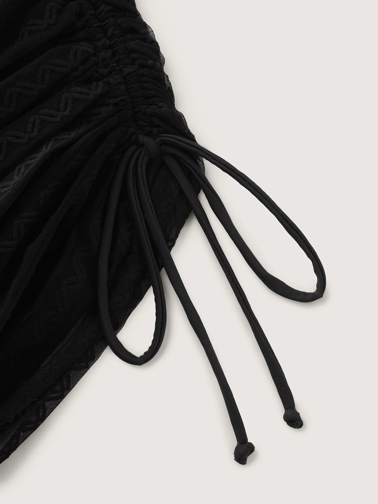 Lace Mesh Trim Adjustable Drawstring Swim Dress - Image 5