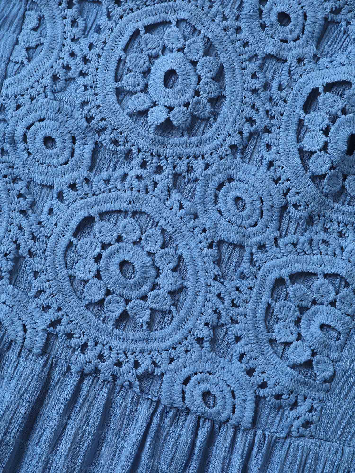 Lace Textured Pockets Tiered Midi Dress - Image 5