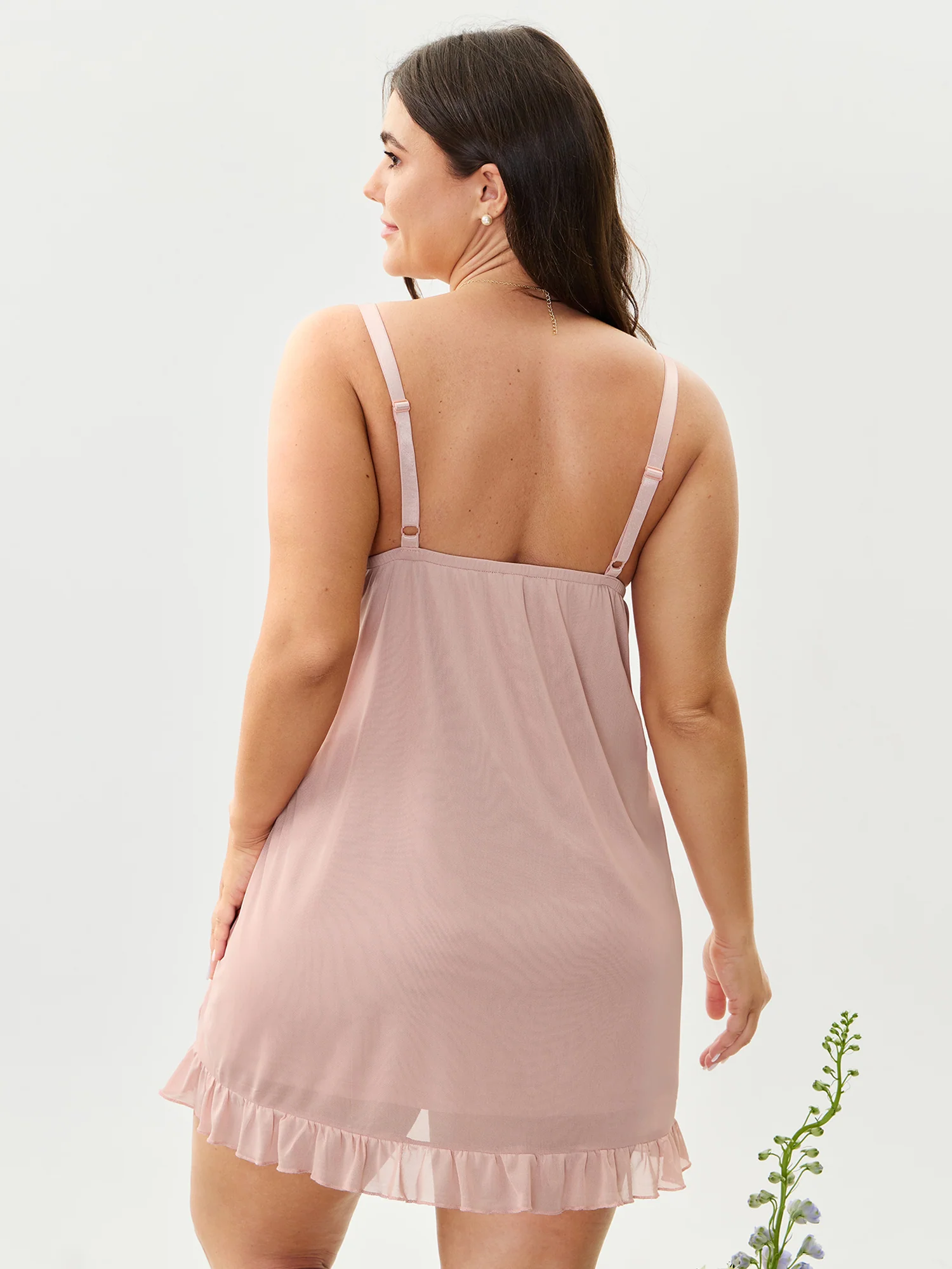 Lace Trim Textured Bodice Sleep Dress - Image 4