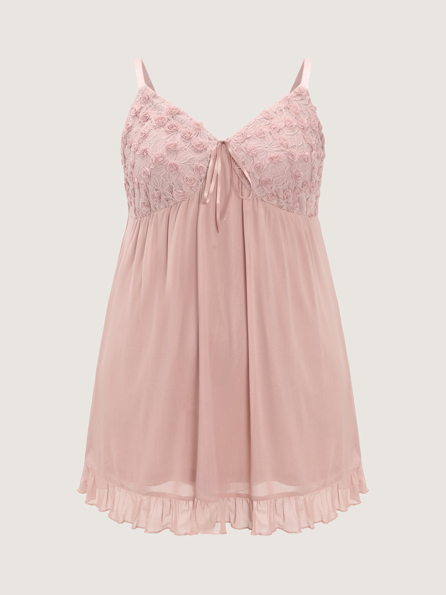 Lace Trim Textured Bodice Sleep Dress - Image 7