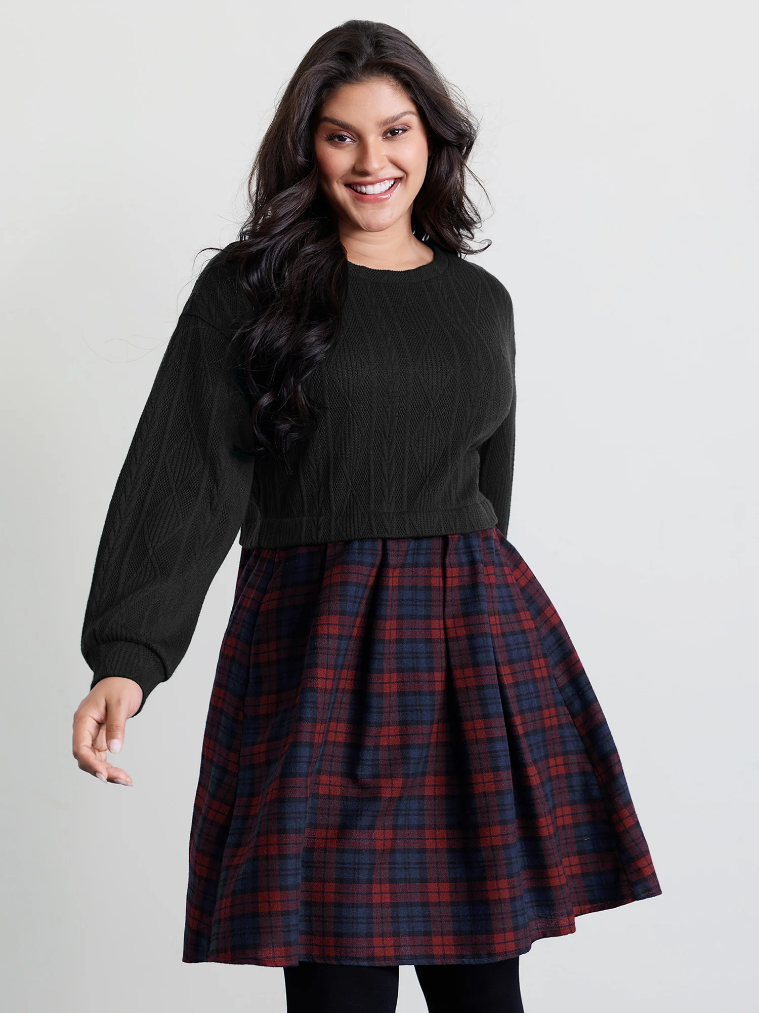 Layered Plaid Pockets Mini Dress - Image 3
