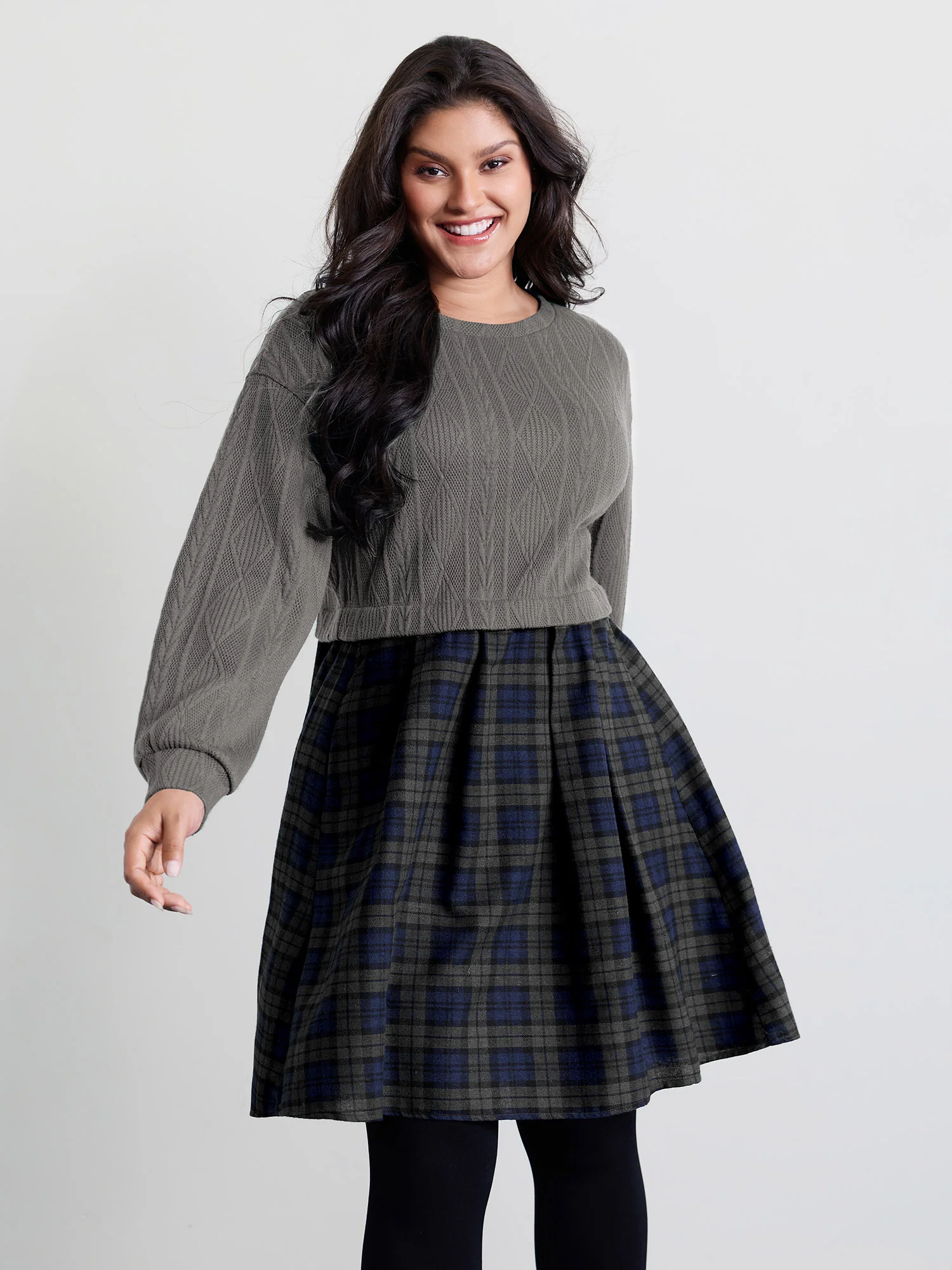 Layered Plaid Pockets Mini Dress - Image 7