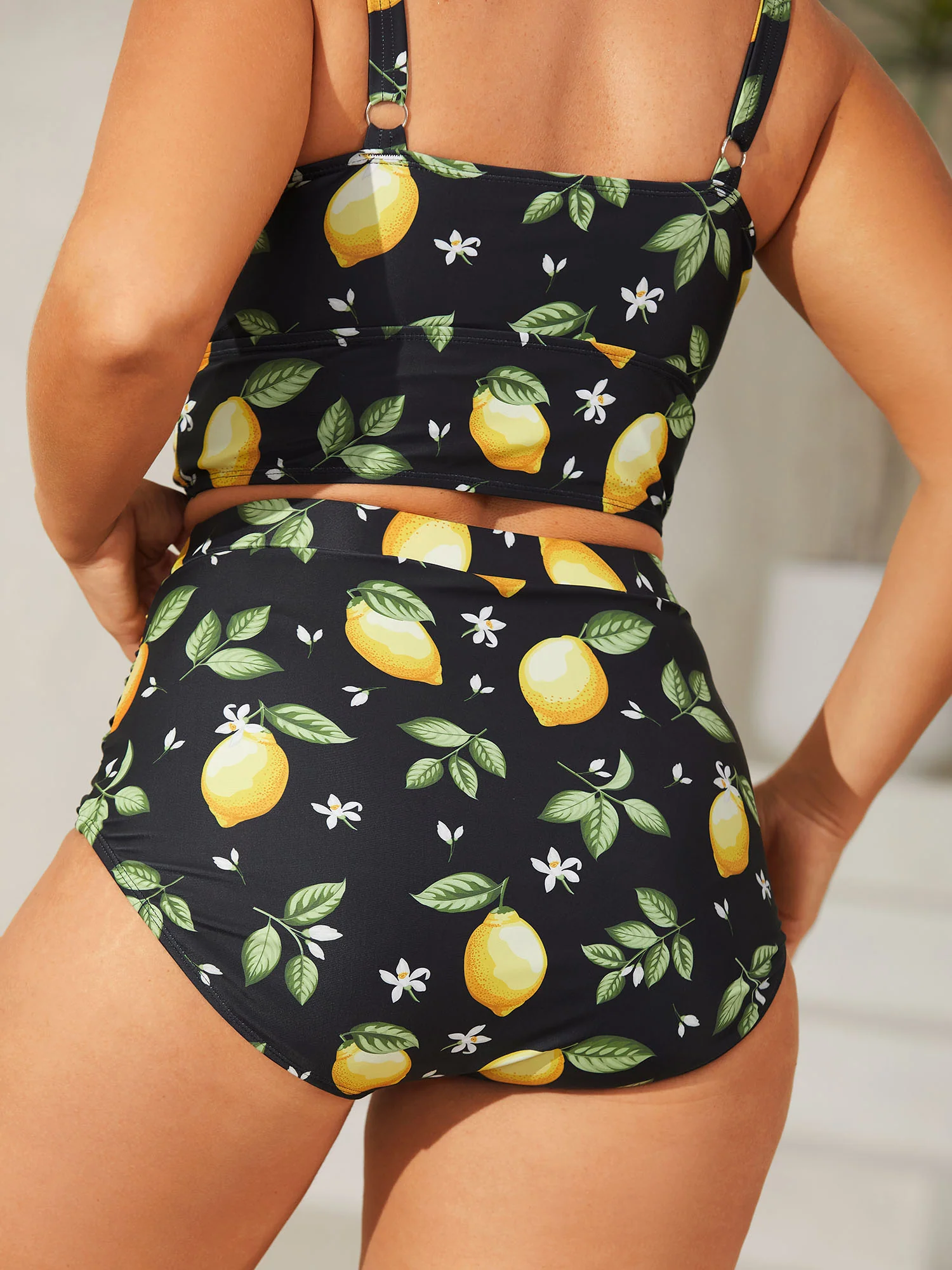 Lemon Print Pleated Tight-Fit Swim Bottoms - Image 4