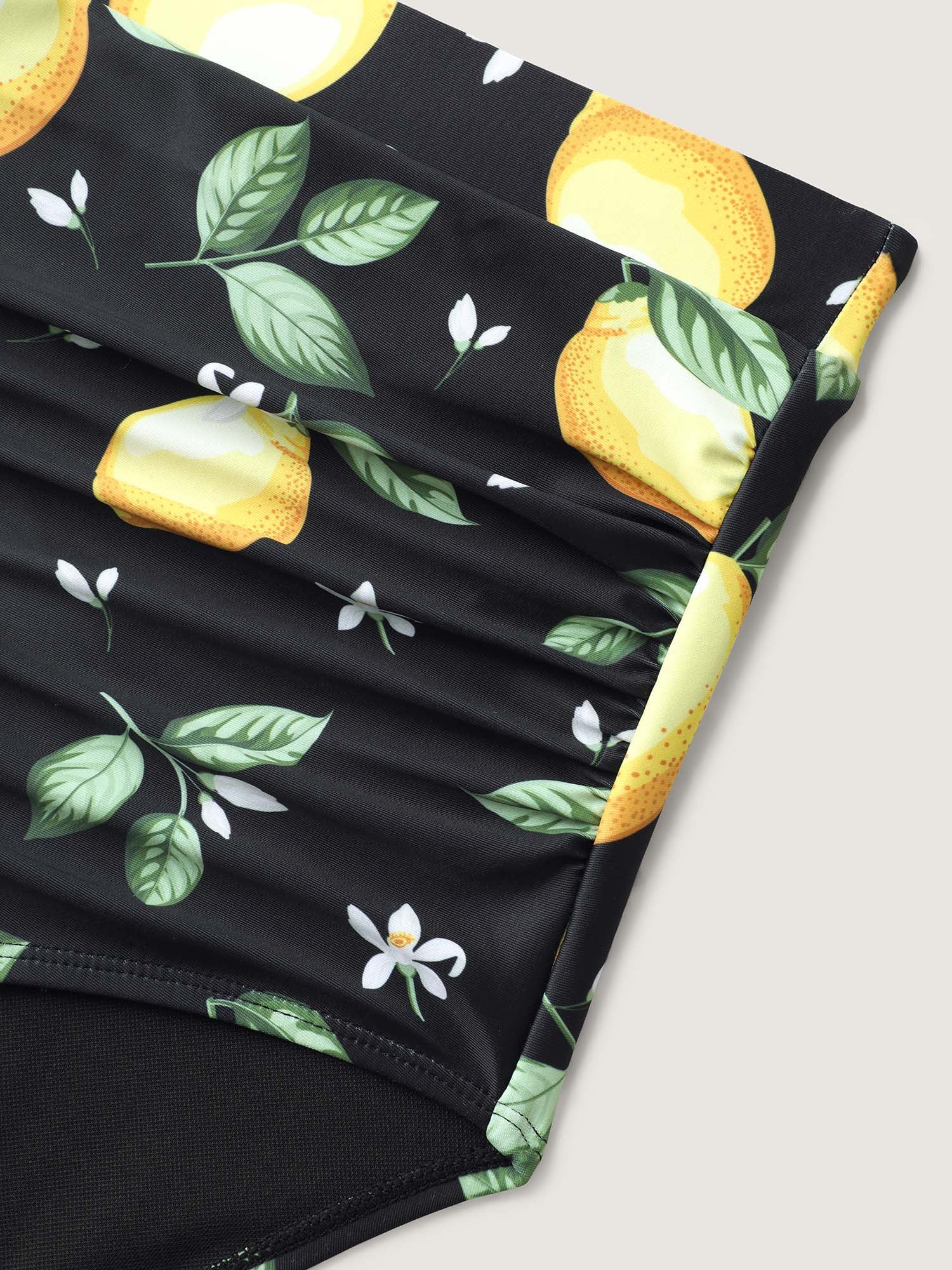 Lemon Print Pleated Tight-Fit Swim Bottoms - Image 5