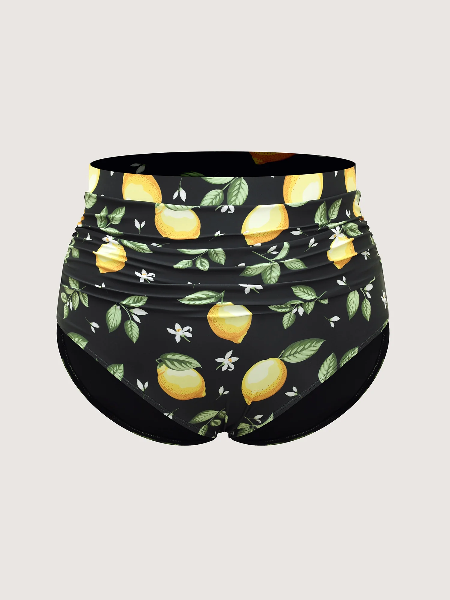 Lemon Print Pleated Tight-Fit Swim Bottoms - Image 6