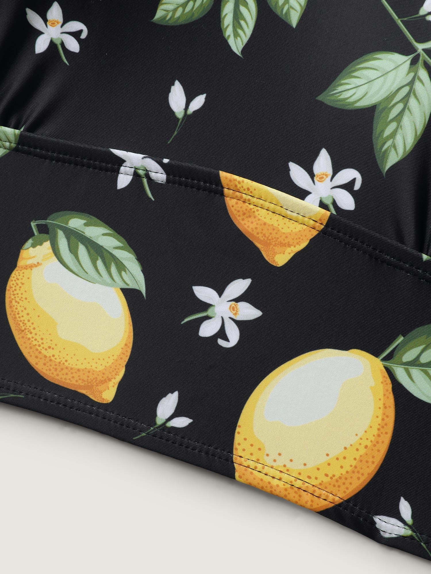 Lemon Print Scoop Neck Swim Top - Image 5
