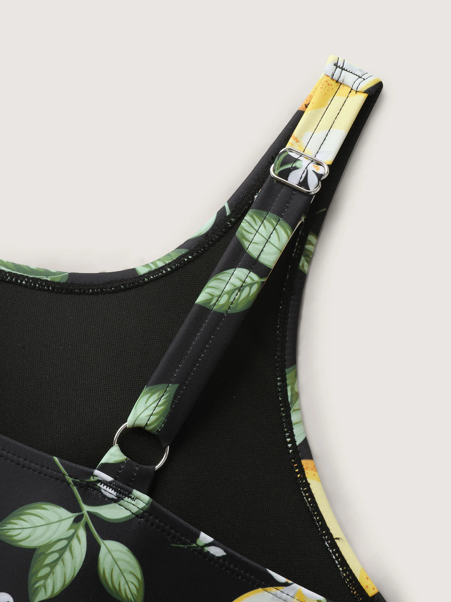 Lemon Print Scoop Neck Swim Top - Image 6