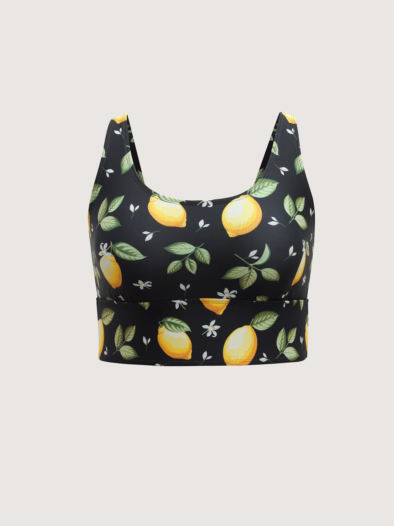 Lemon Print Scoop Neck Swim Top - Image 7