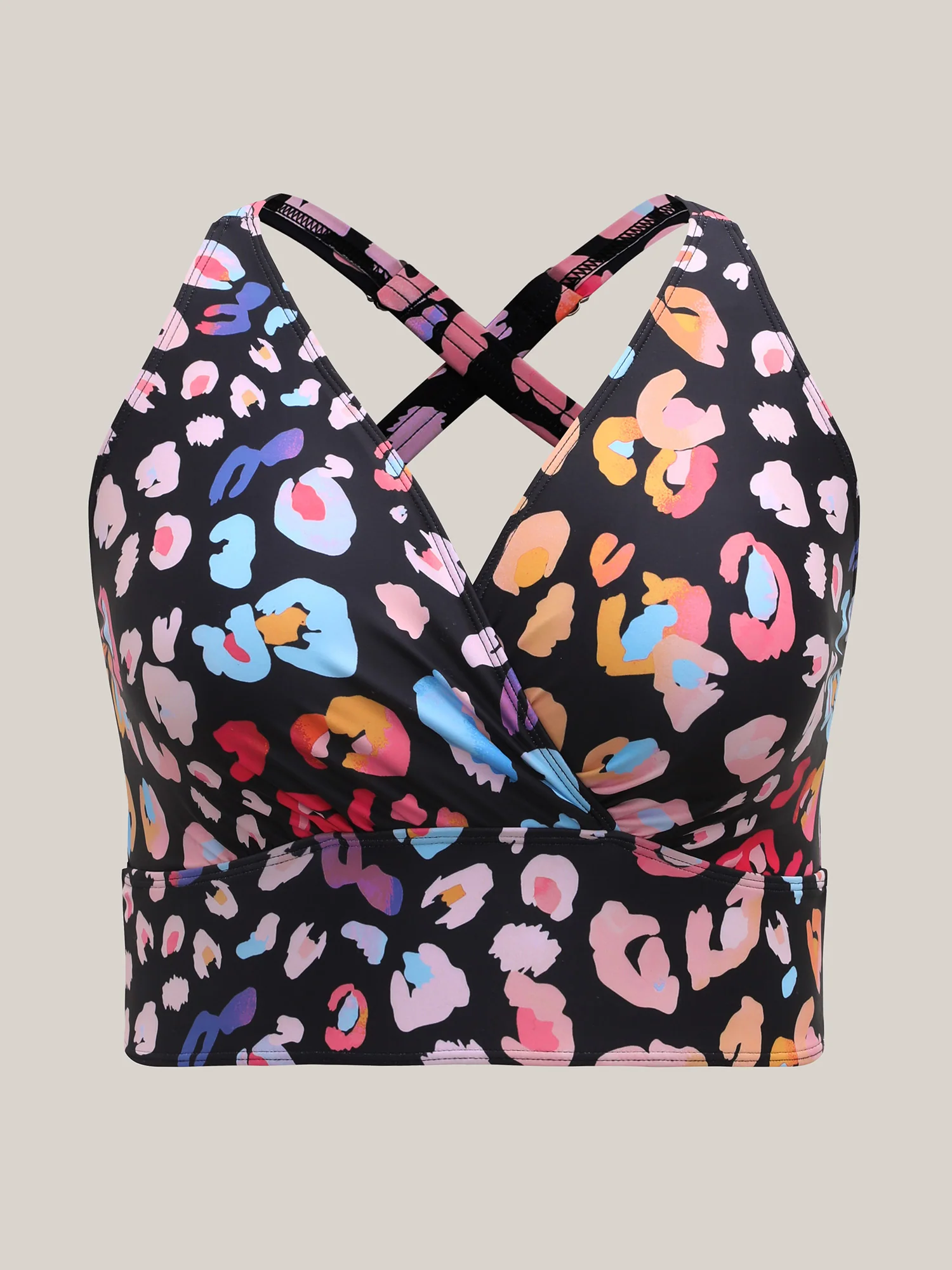 Pattern Print Cross-Straps Swim Top - Image 11
