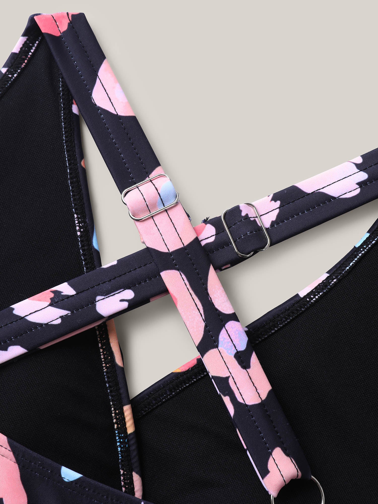 Pattern Print Cross-Straps Swim Top - Image 9