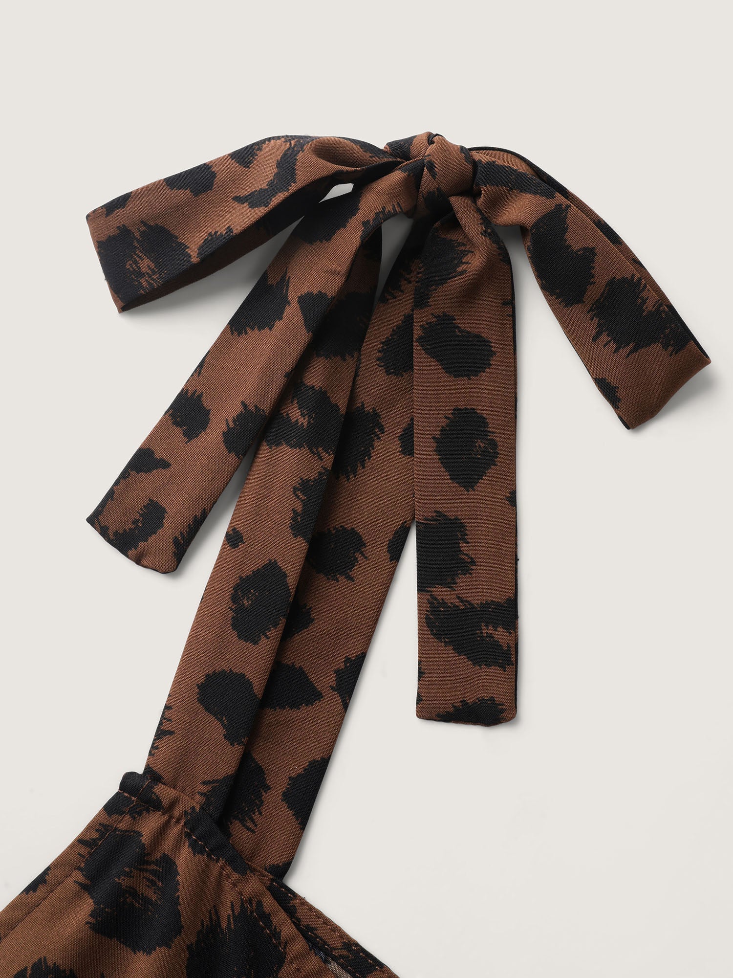 Leopard Print Shirred Shoulder Ties Jumpsuit - Image 5